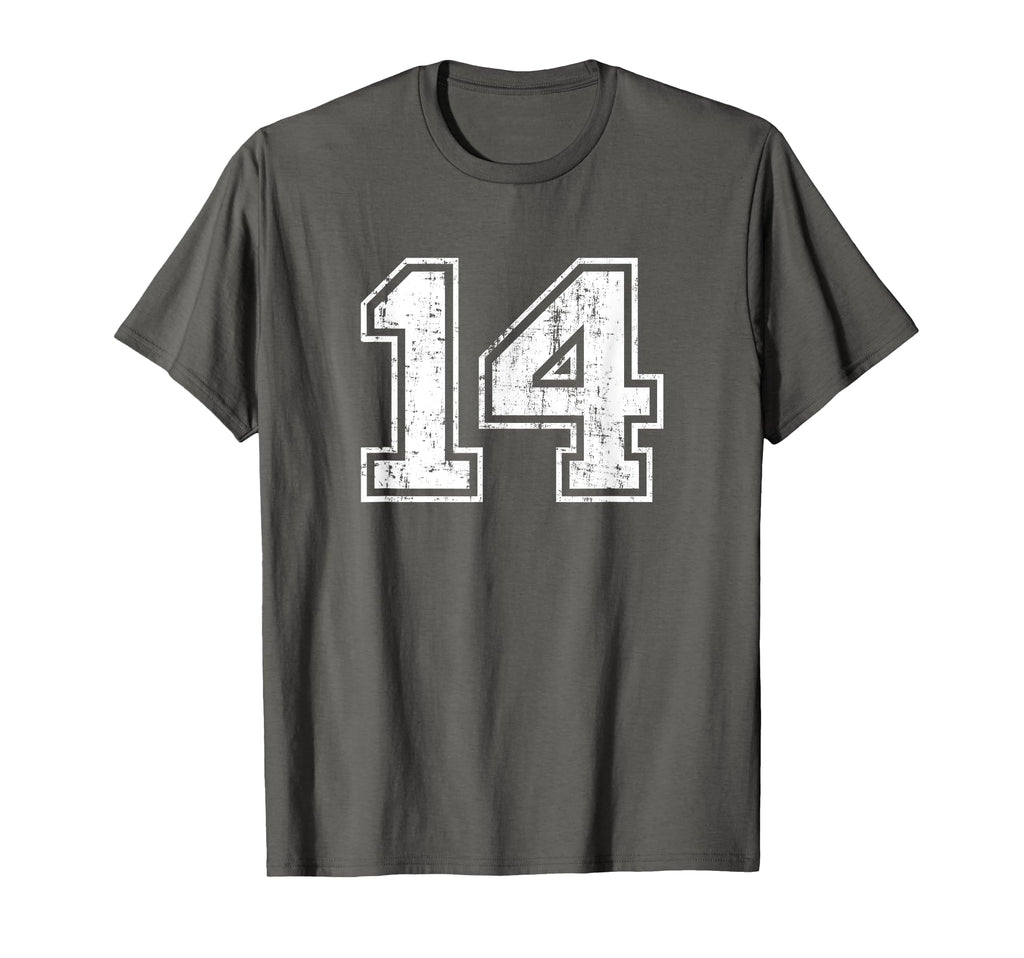 Number 14 Fourteen Distressed Sports T-Shirt - Aesthetic Graphic Unisex - T-Shirt, Sweatshirt, Hoodie