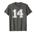 Number 14 Fourteen Distressed Sports T-Shirt - Aesthetic Graphic Unisex - T-Shirt, Sweatshirt, Hoodie