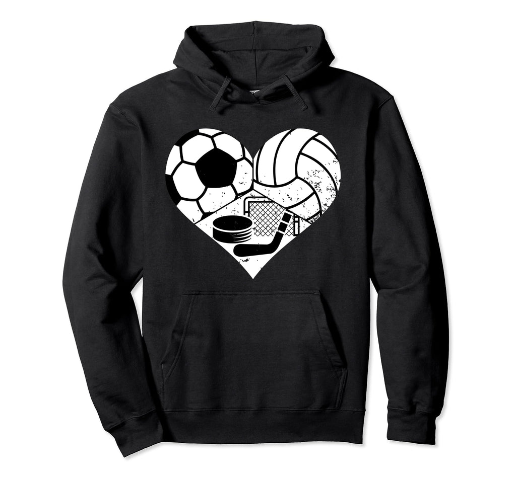 Soccer Volleyball Hockey Heart Hoodie - Casual Everyday Wear for Adults - T-Shirt, Sweatshirt, Hoodie