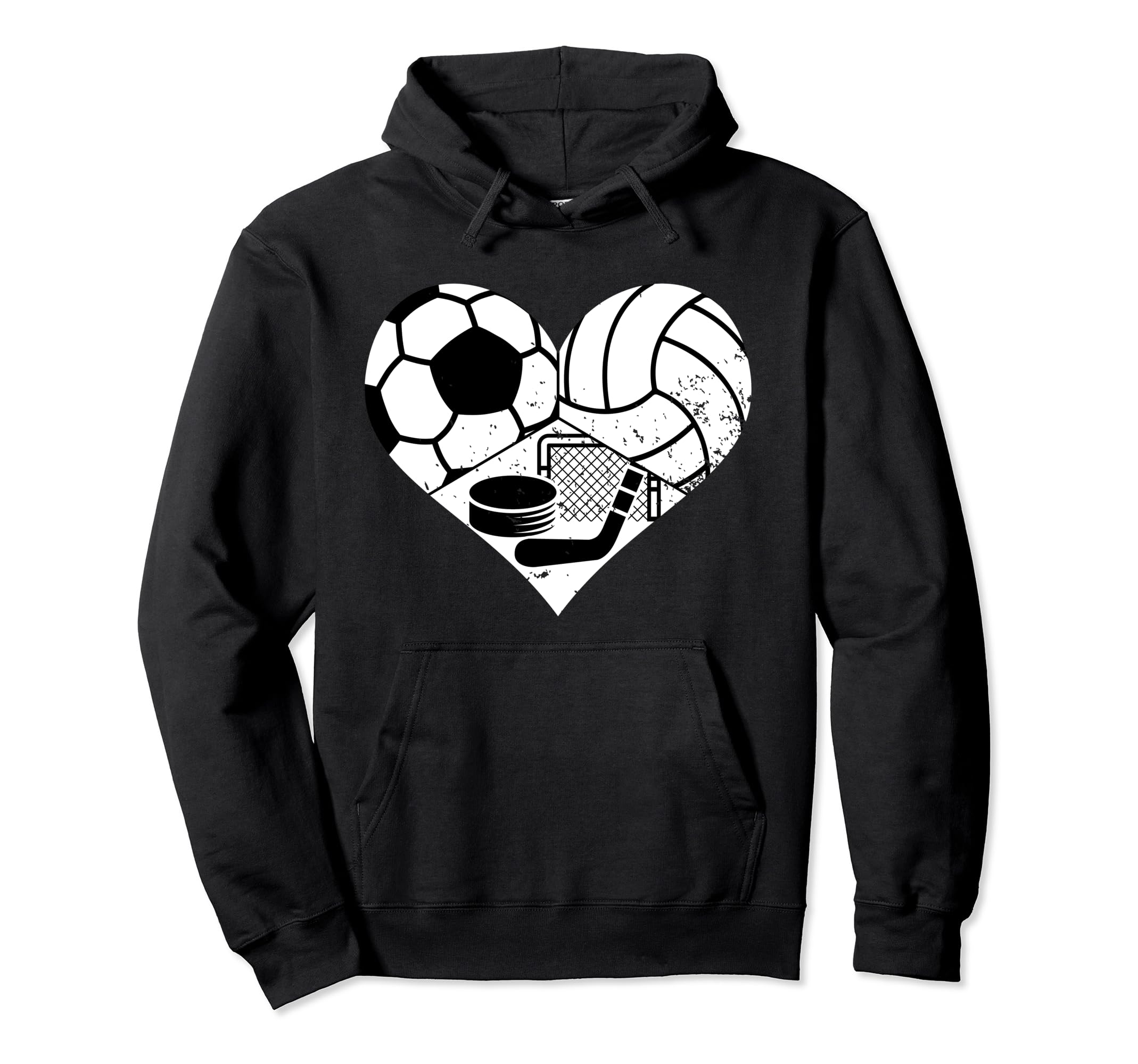 Soccer Volleyball Hockey Heart Hoodie - Casual Everyday Wear for Adults - T-Shirt, Sweatshirt, Hoodie