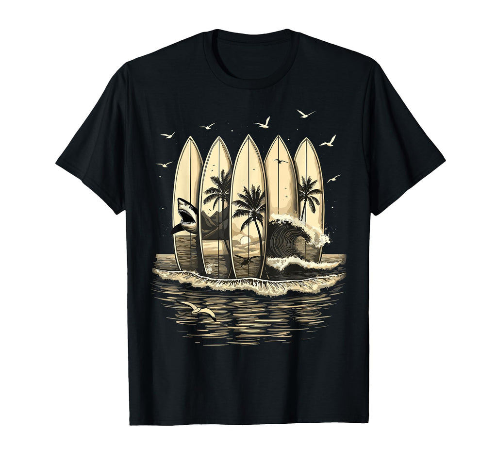 Surfing Tropical Surfboards Surfer T-Shirt - Minimalist Print Men Women - T-Shirt, Sweatshirt, Hoodie