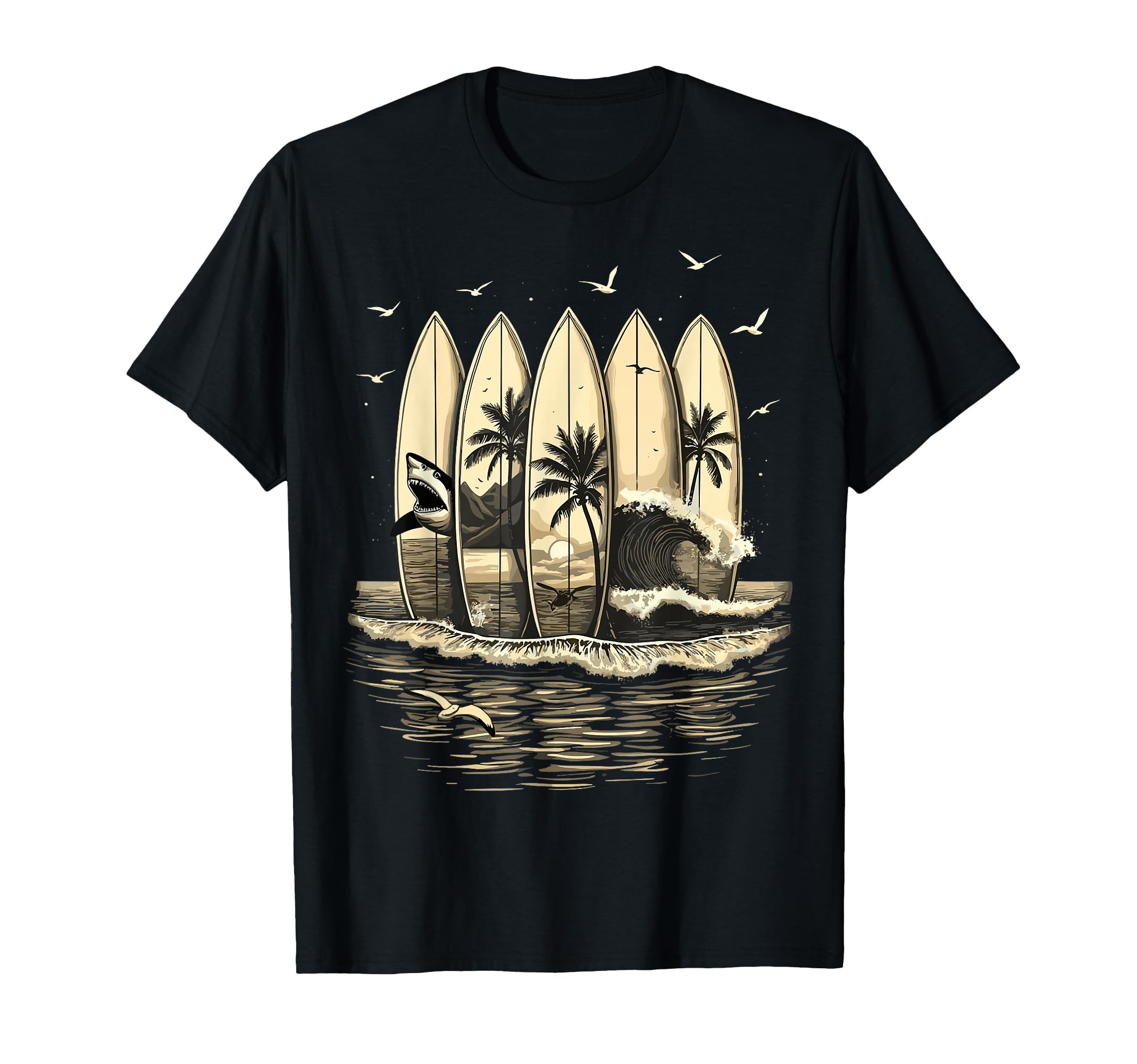 Surfing Tropical Surfboards Surfer T-Shirt - Minimalist Print Men Women - T-Shirt, Sweatshirt, Hoodie