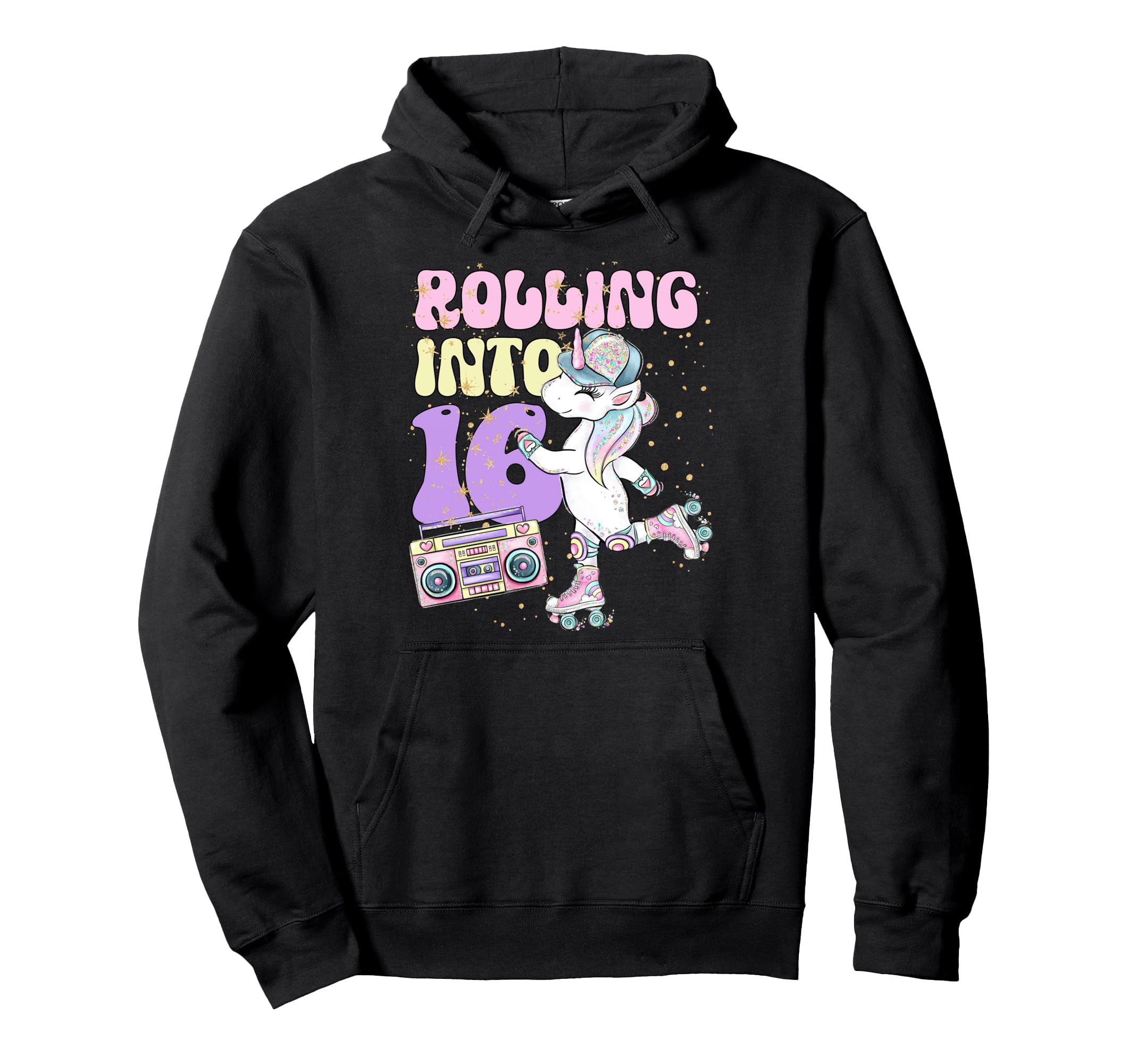 16Th Birthday Roller Skate Party Hoodie - Unique Graphic for Adults - T-Shirt, Sweatshirt, Hoodie