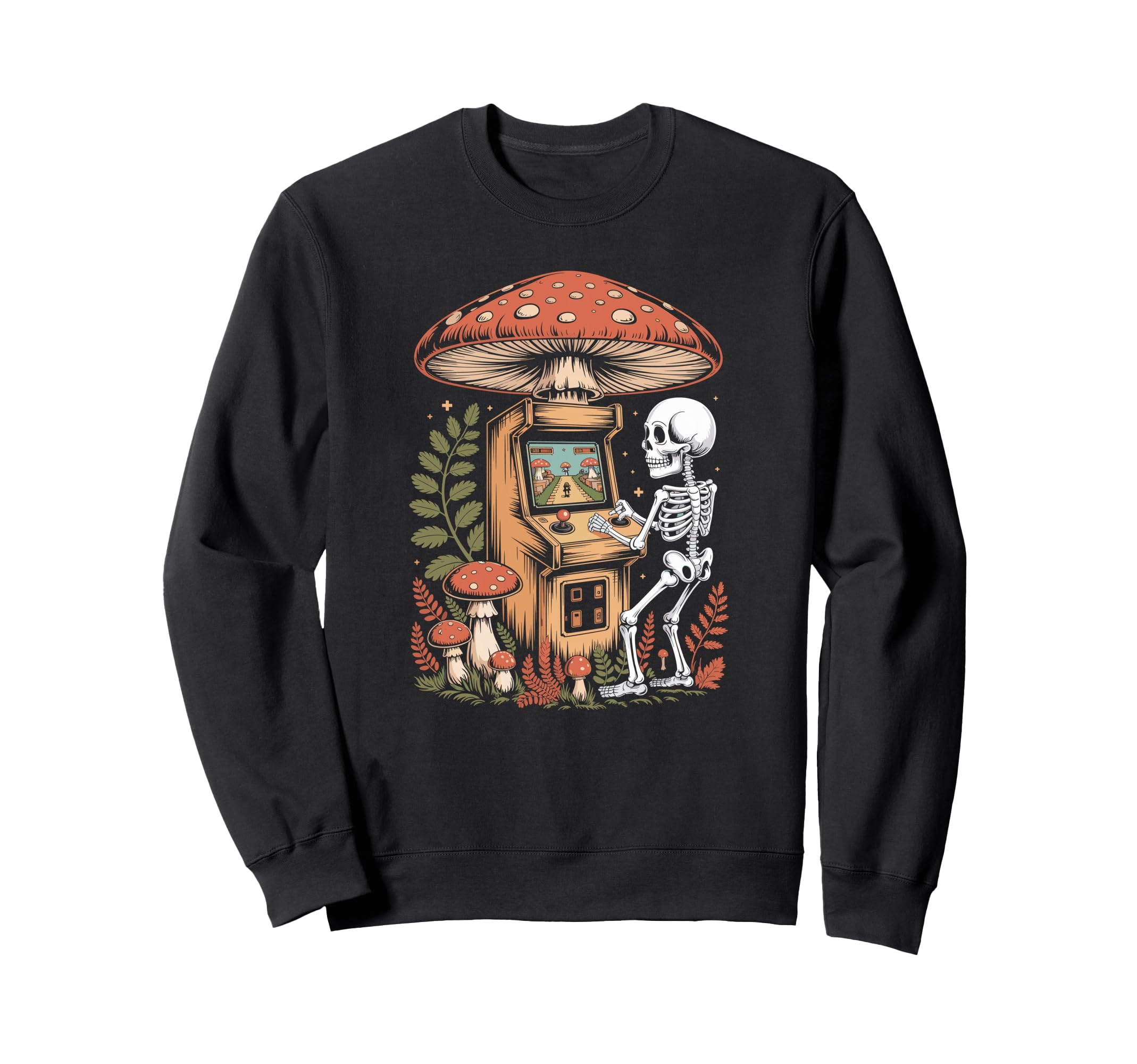 Arcade Skeleton Player Under Sweatshirt - Minimalist Print Men Women - T-Shirt, Sweatshirt, Hoodie
