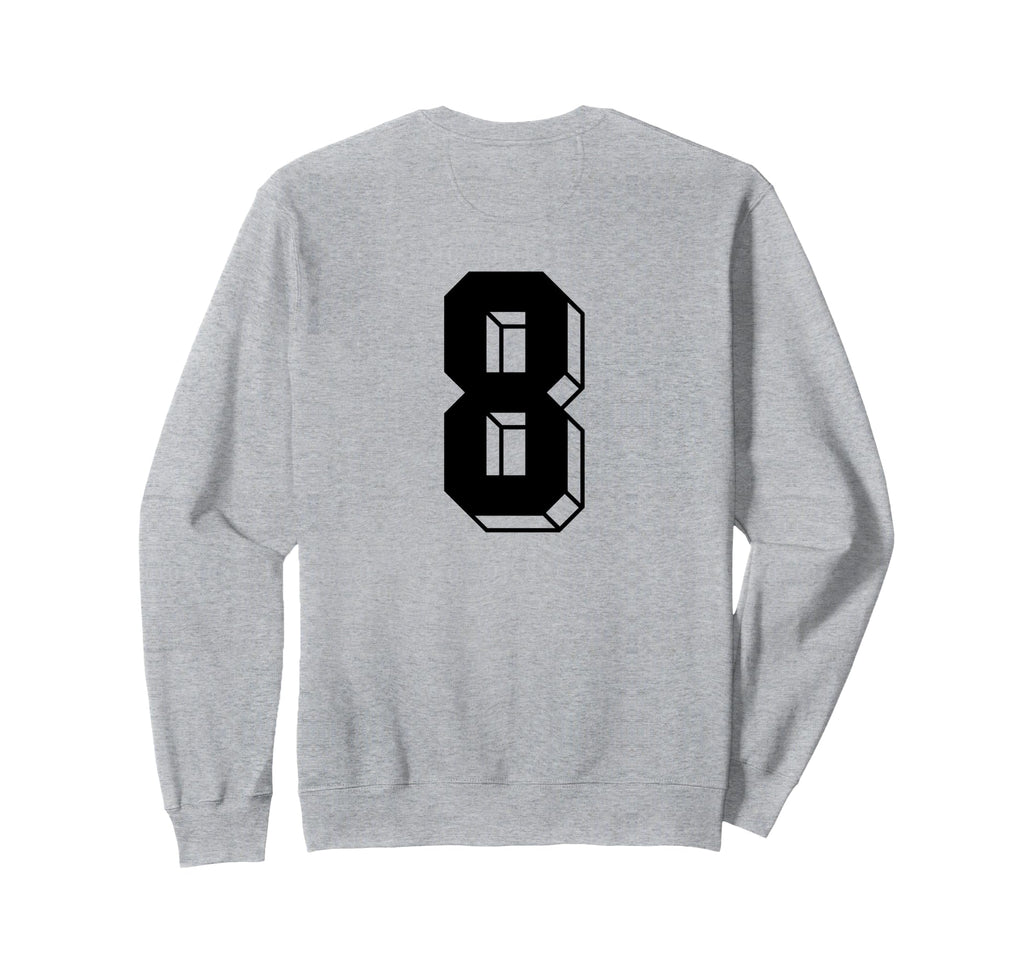 Number 8 Backside 80S 90S Team Jersey Sweatshirt - Novelty Apparel Unisex - T-Shirt, Sweatshirt, Hoodie