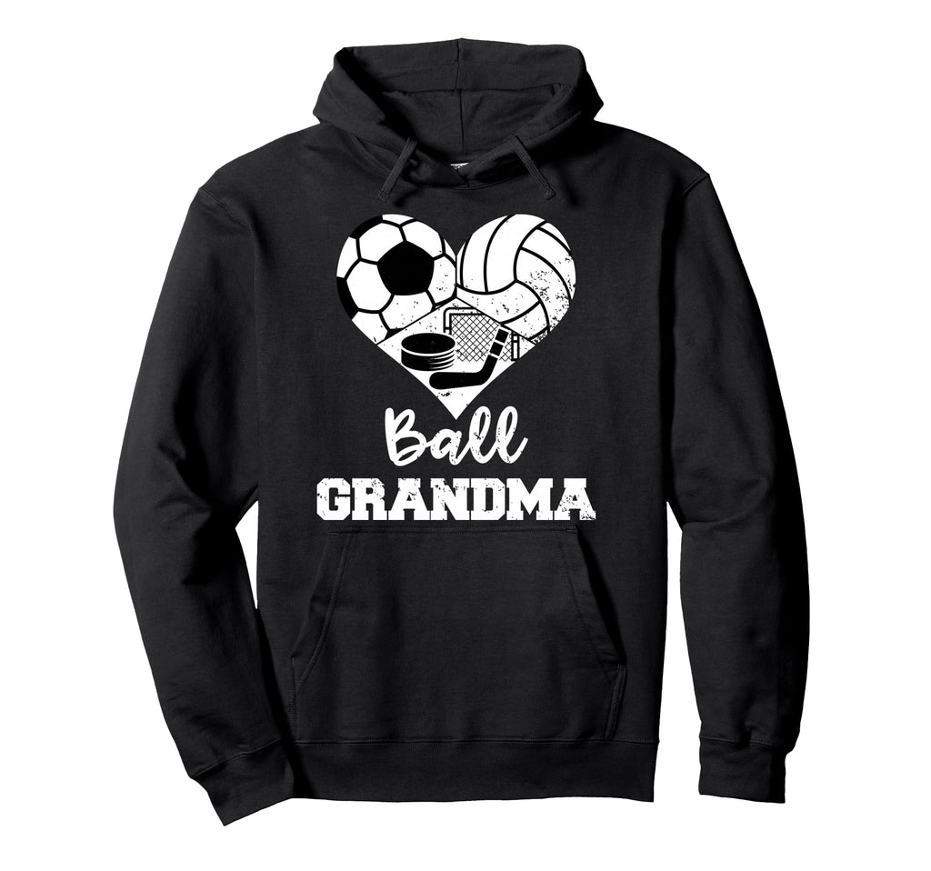 Ball Grandma Heart Funny Soccer Hoodie - Unique Graphic Men Women - T-Shirt, Sweatshirt, Hoodie