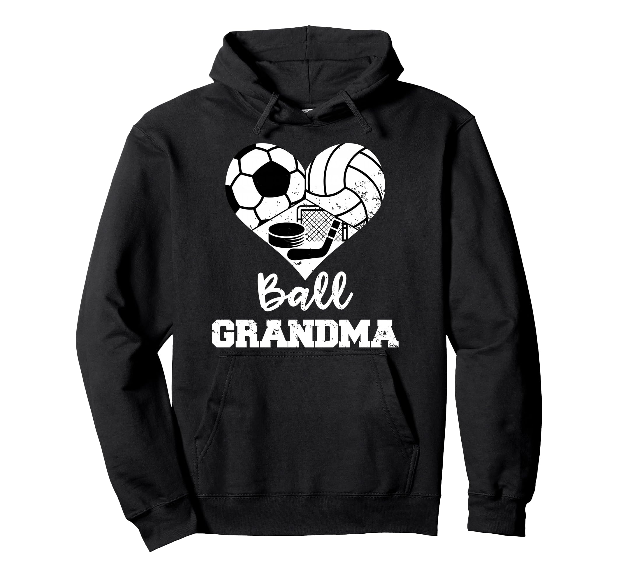 Ball Grandma Heart Funny Soccer Hoodie - Unique Graphic Men Women - T-Shirt, Sweatshirt, Hoodie