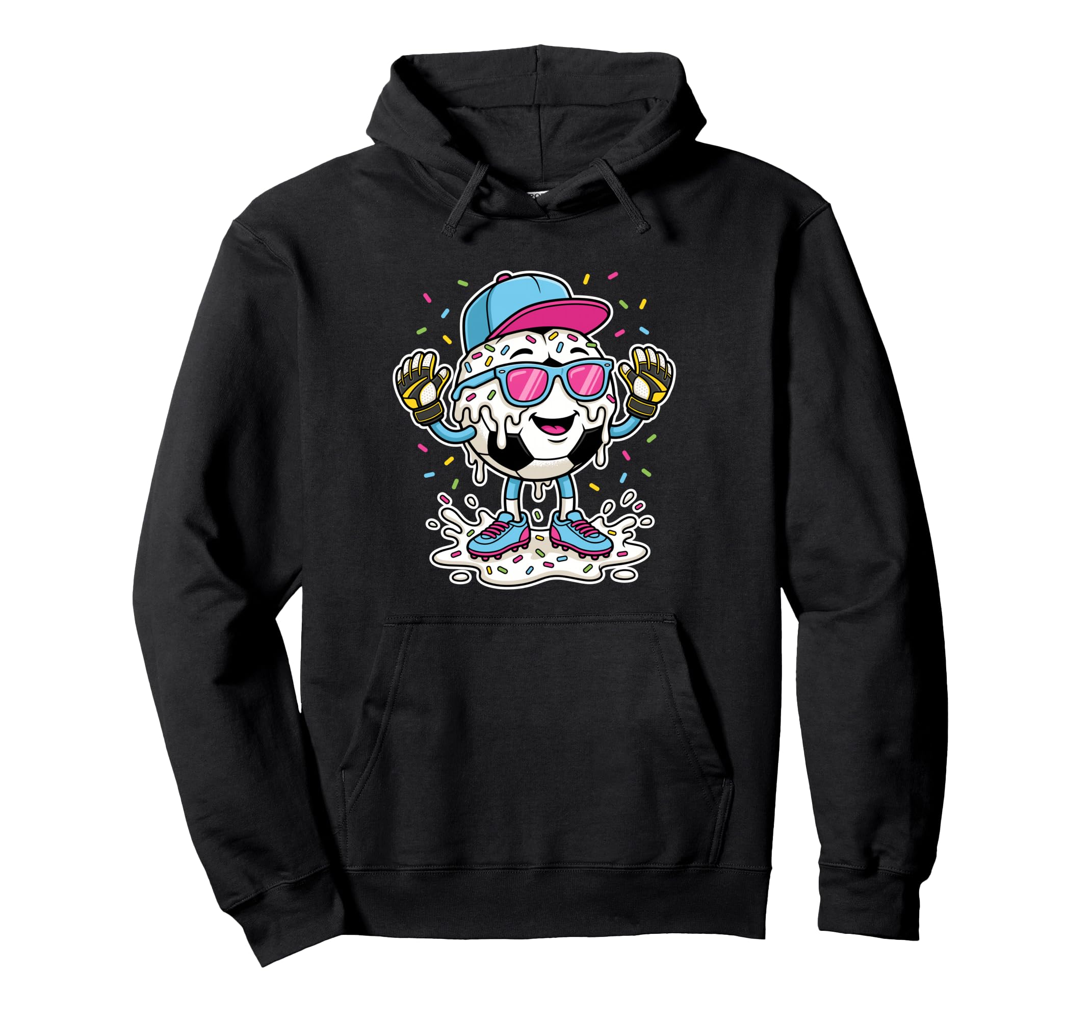Soccer Ball Melting Ice Cream Drip Hoodie - Casual Everyday Wear Men Women - T-Shirt, Sweatshirt, Hoodie