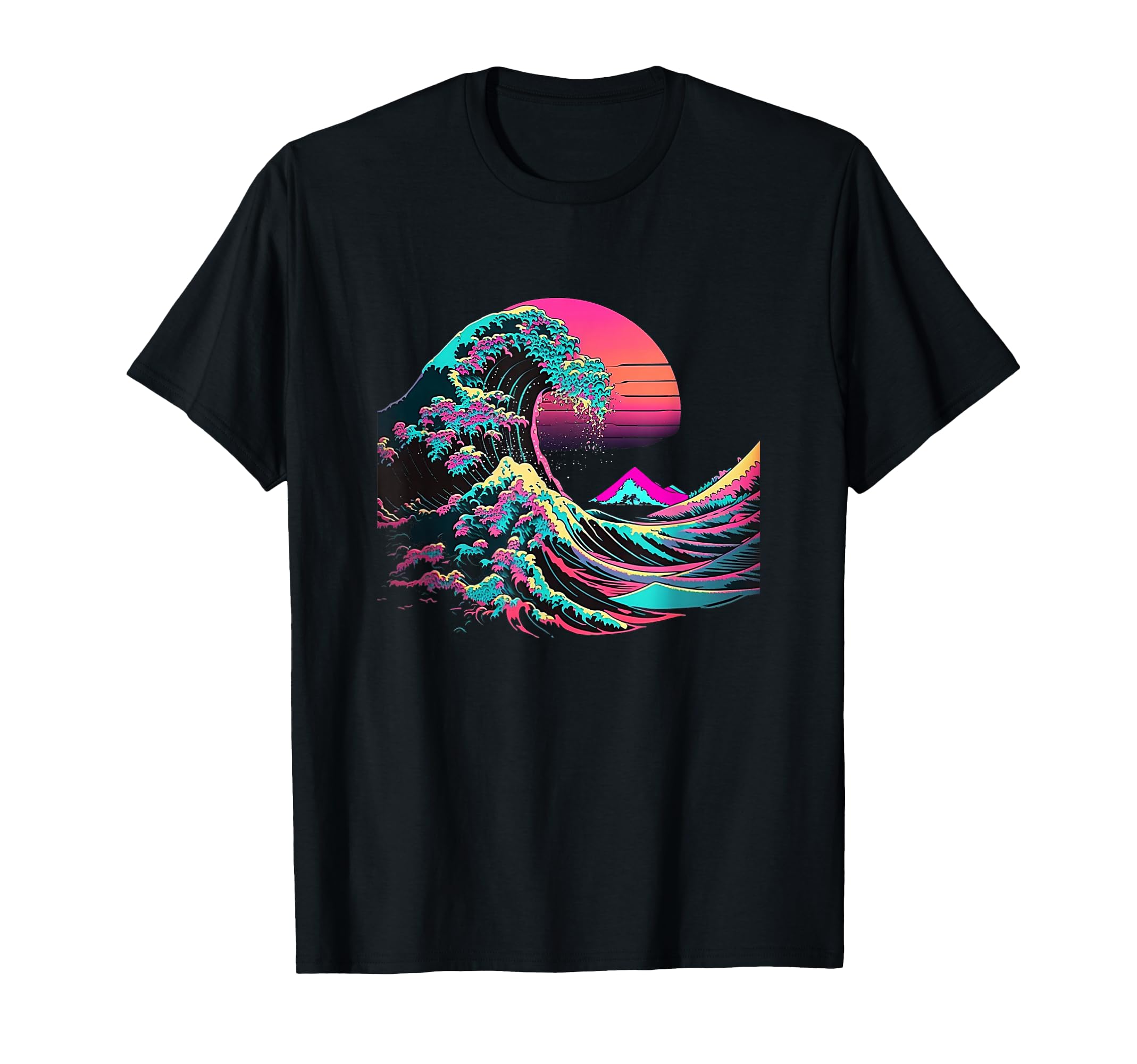 Vaperwave Aesthetic Glitch Great Wave T-Shirt - Graphic Print Unisex - T-Shirt, Sweatshirt, Hoodie