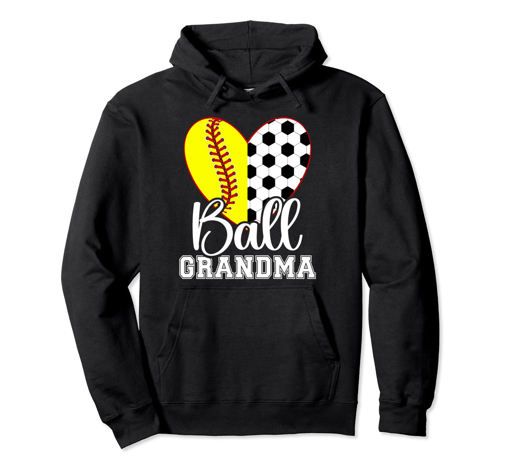 Ball Grandma Heart Soccer Softball Hoodie - Fun Novelty Design Men Women - T-Shirt, Sweatshirt, Hoodie