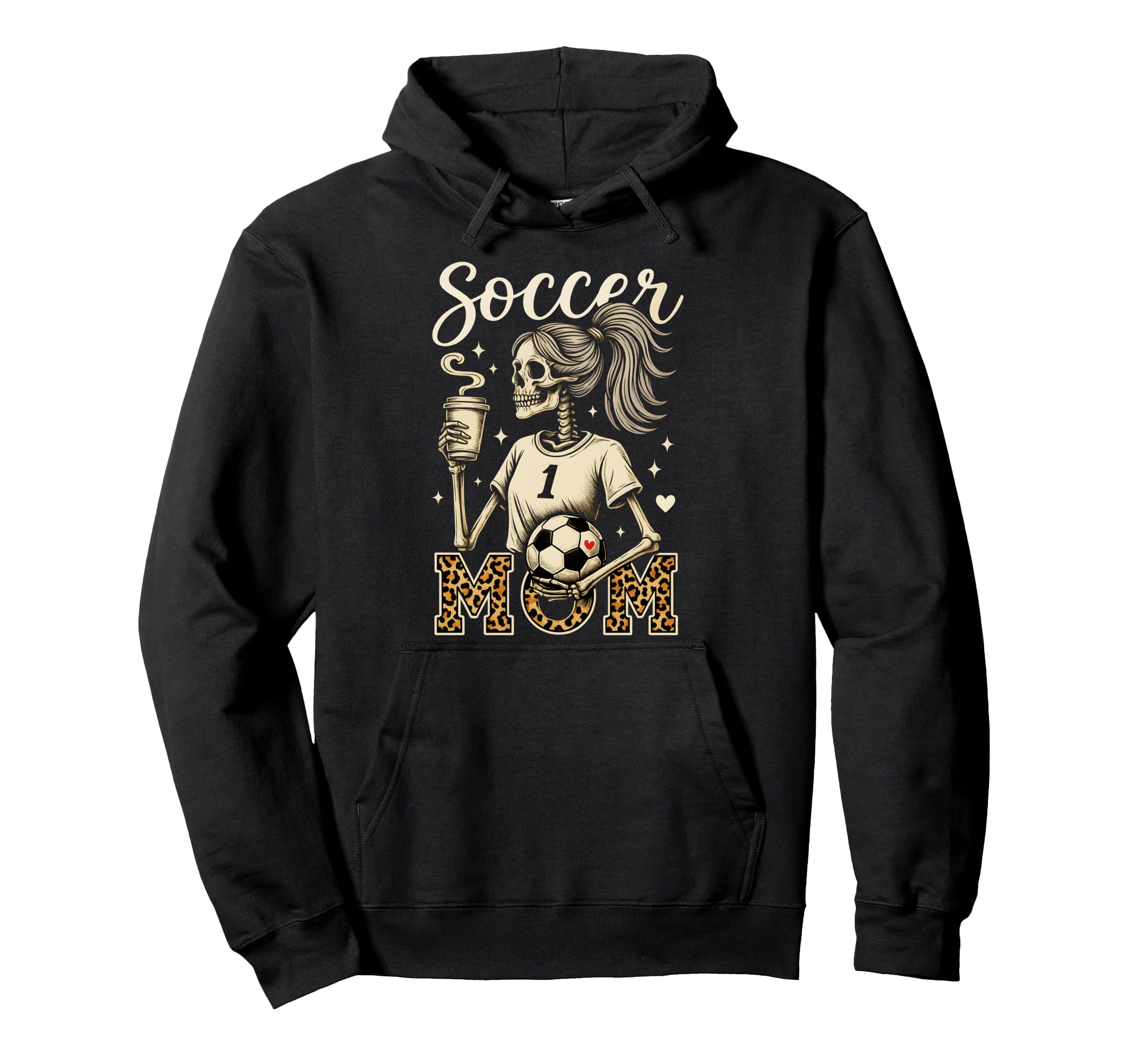 Soccer Mom Skeleton Coffee Leopard Halloween Hoodie - Graphic Print Unisex - T-Shirt, Sweatshirt, Hoodie