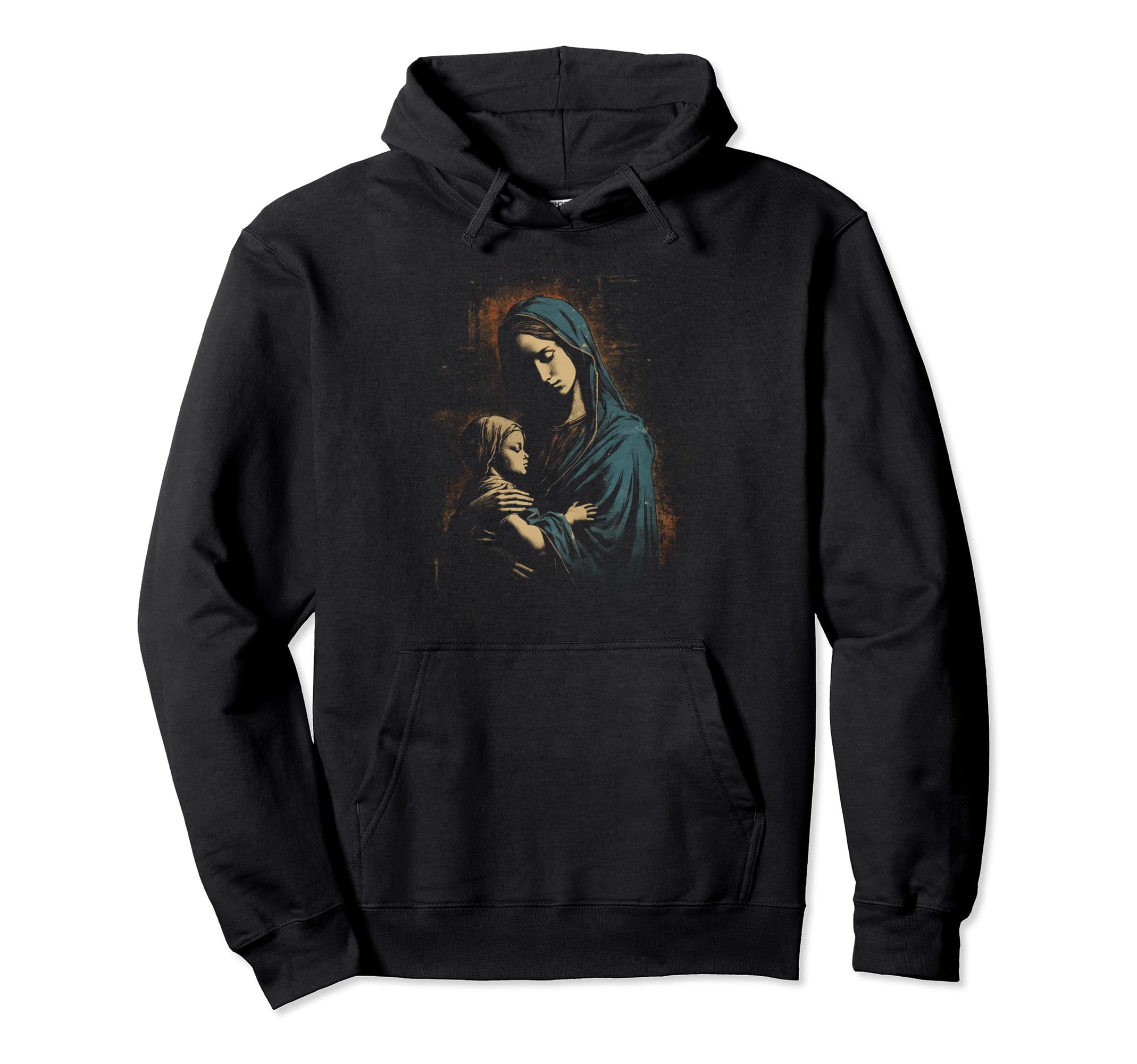 Mary Jesus Distressed 90S Goth Grunge Hoodie - Unique Graphic for Adults - T-Shirt, Sweatshirt, Hoodie