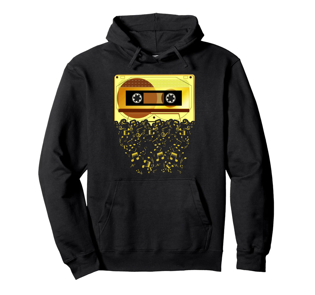 80S 90S Music Notes Cassette Tape Hoodie - Minimalist Print for Adults - T-Shirt, Sweatshirt, Hoodie