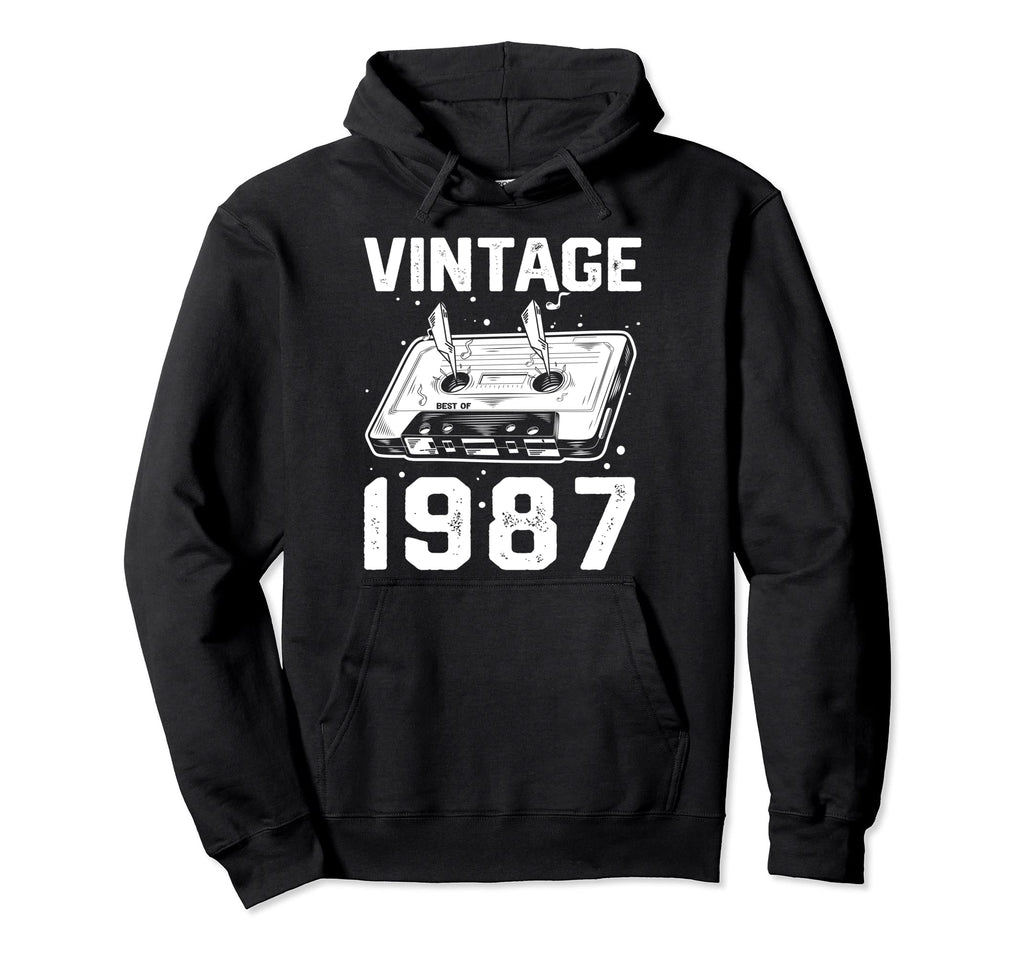 Birthday Best 1987 Bday 1987 Cassette Hoodie - Novelty Apparel for Adults - T-Shirt, Sweatshirt, Hoodie