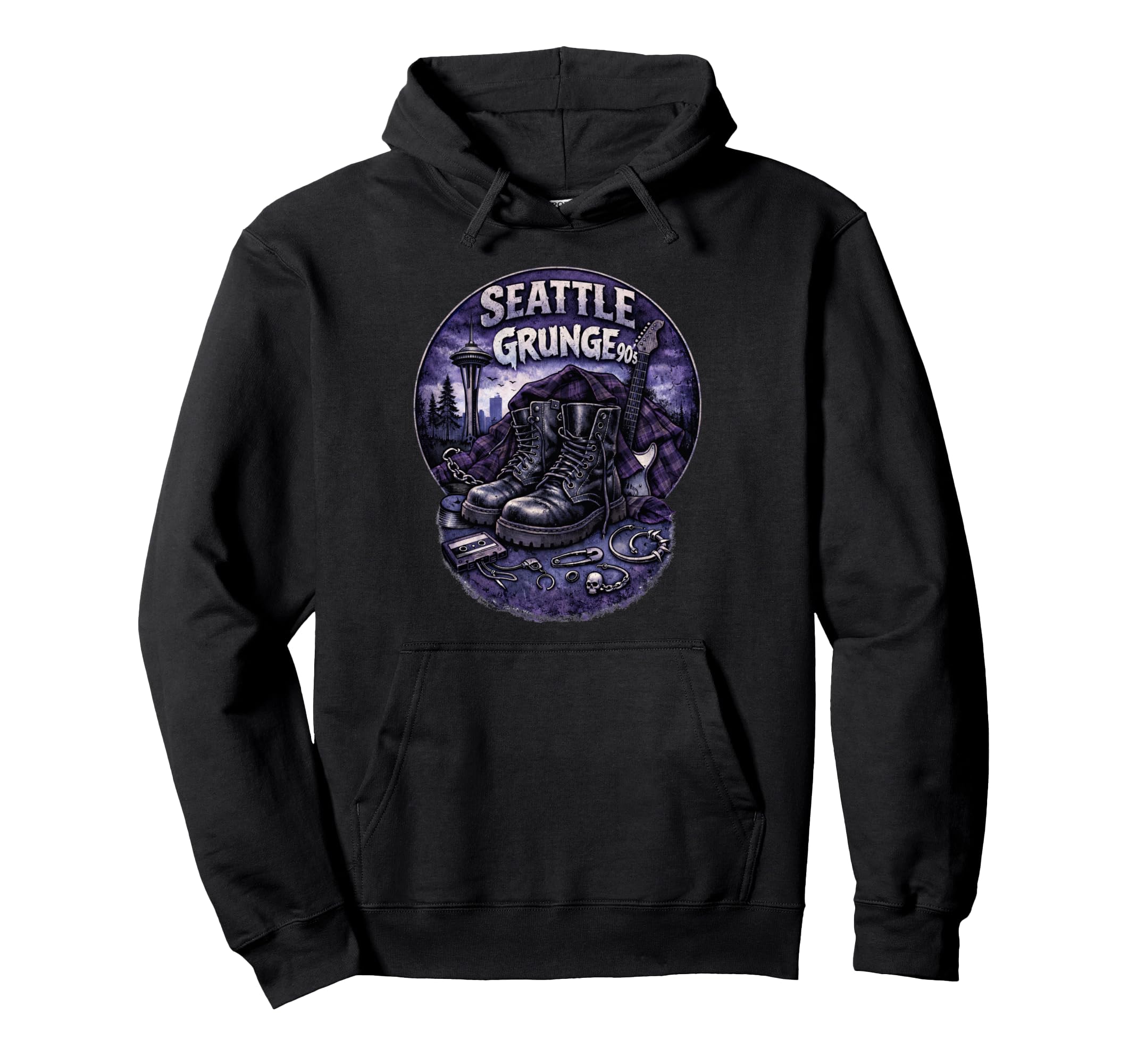 Seattle Grunge Music 90S Hoodie - Unique Graphic Men Women - T-Shirt, Sweatshirt, Hoodie