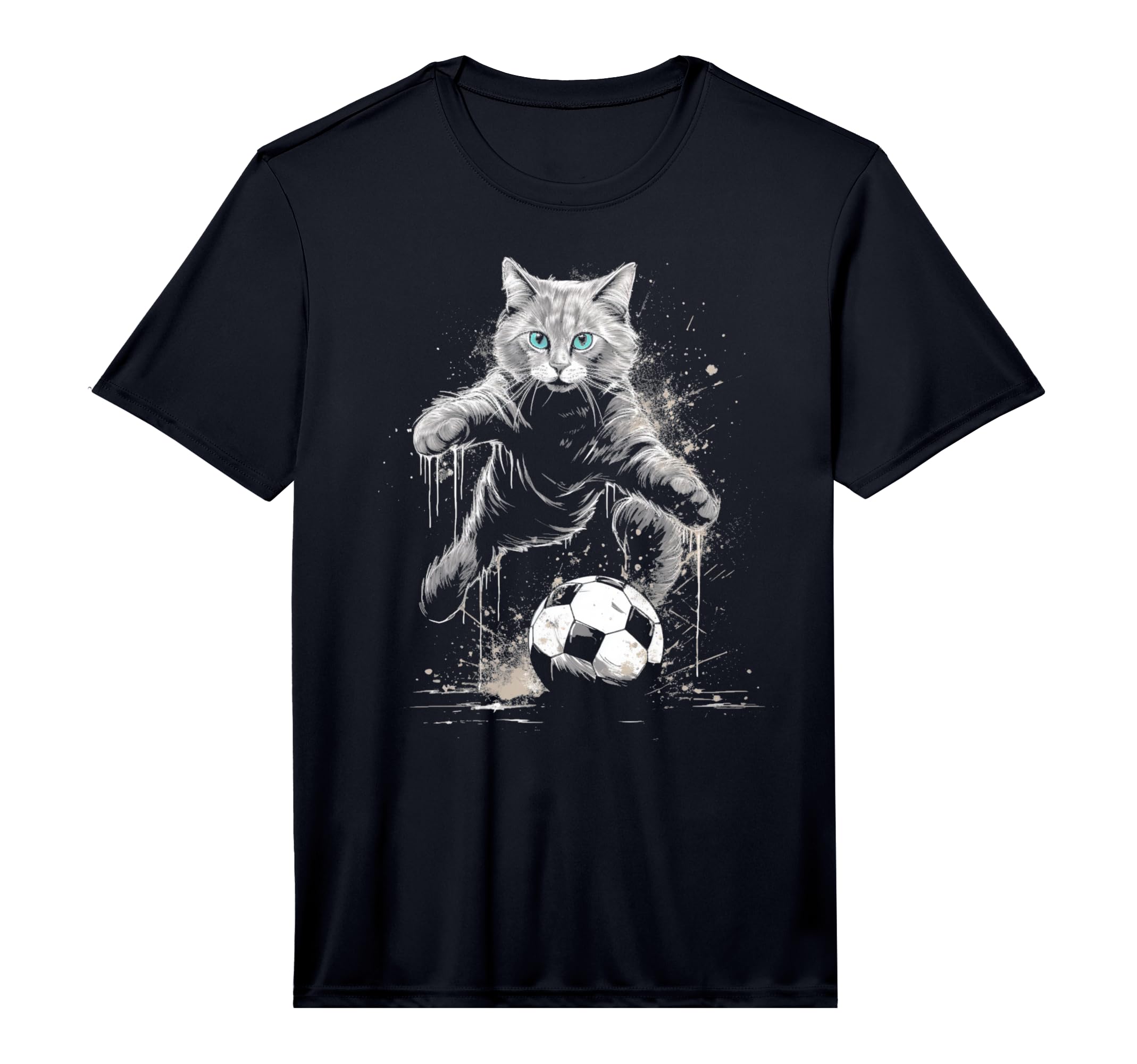 Cat Playing Soccer Performance T-Shirt - Graphic Print Men Women - T-Shirt, Sweatshirt, Hoodie