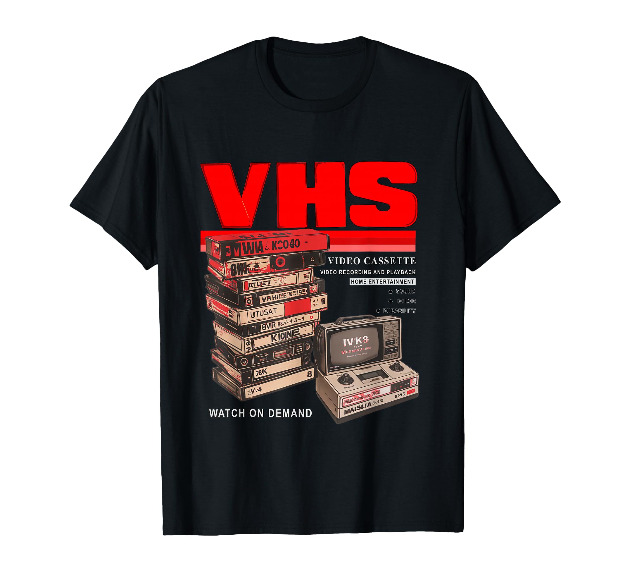 Red Vhs And Chill Red T-Shirt - Custom Art Print Men Women - T-Shirt, Sweatshirt, Hoodie