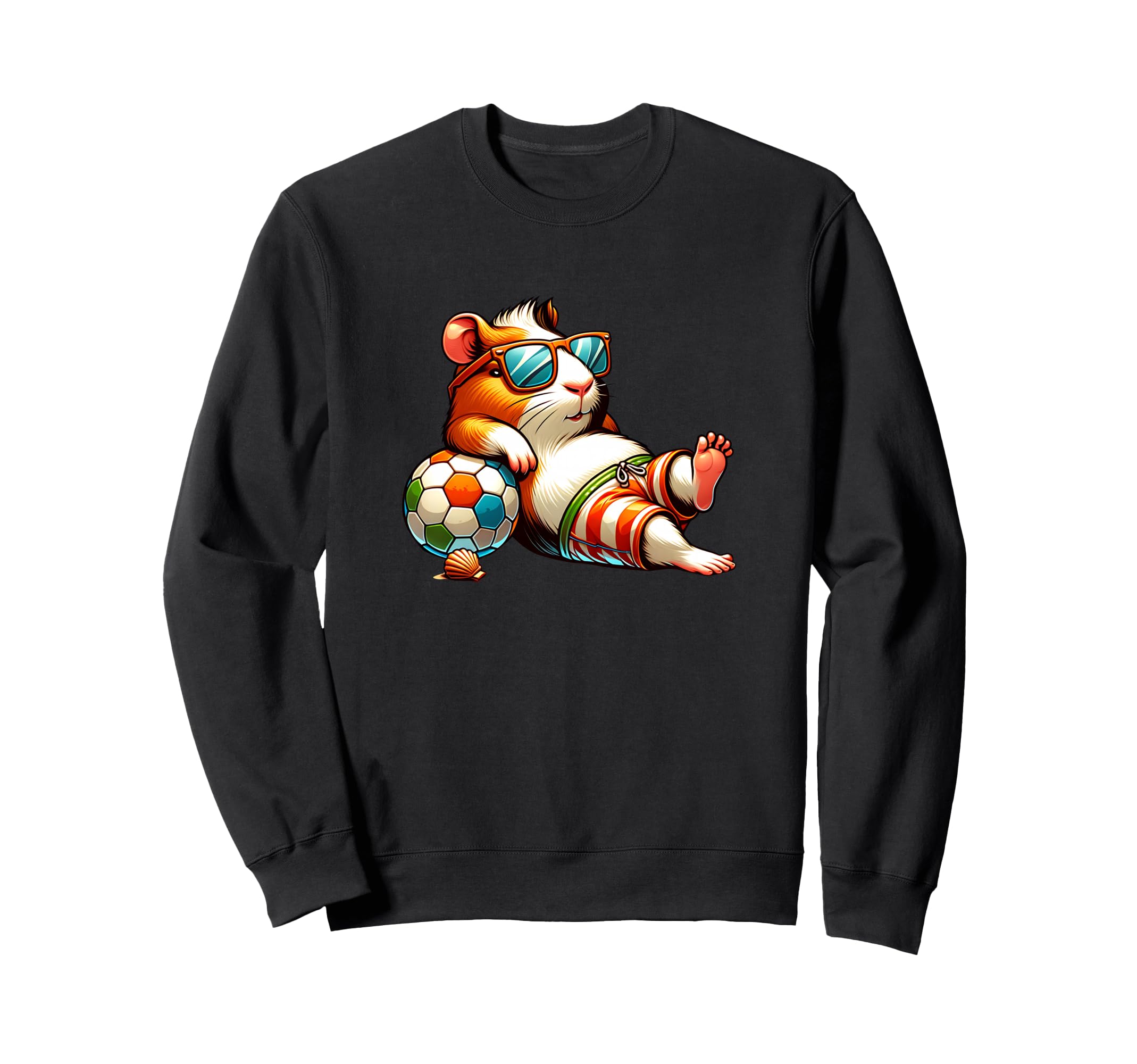 Summer Beach Guinea Pig Soccer Ball Sweatshirt - Graphic Print Unisex - T-Shirt, Sweatshirt, Hoodie
