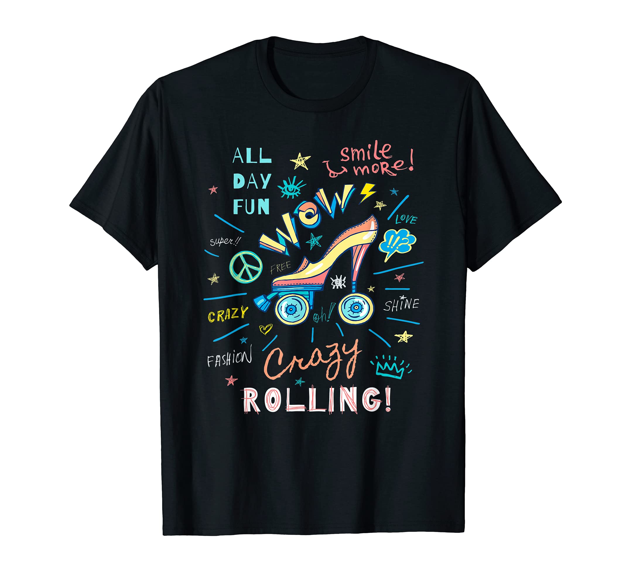 Roller Skater Skating 70S 80S Skates T-Shirt - Fun Novelty Design Unisex - T-Shirt, Sweatshirt, Hoodie