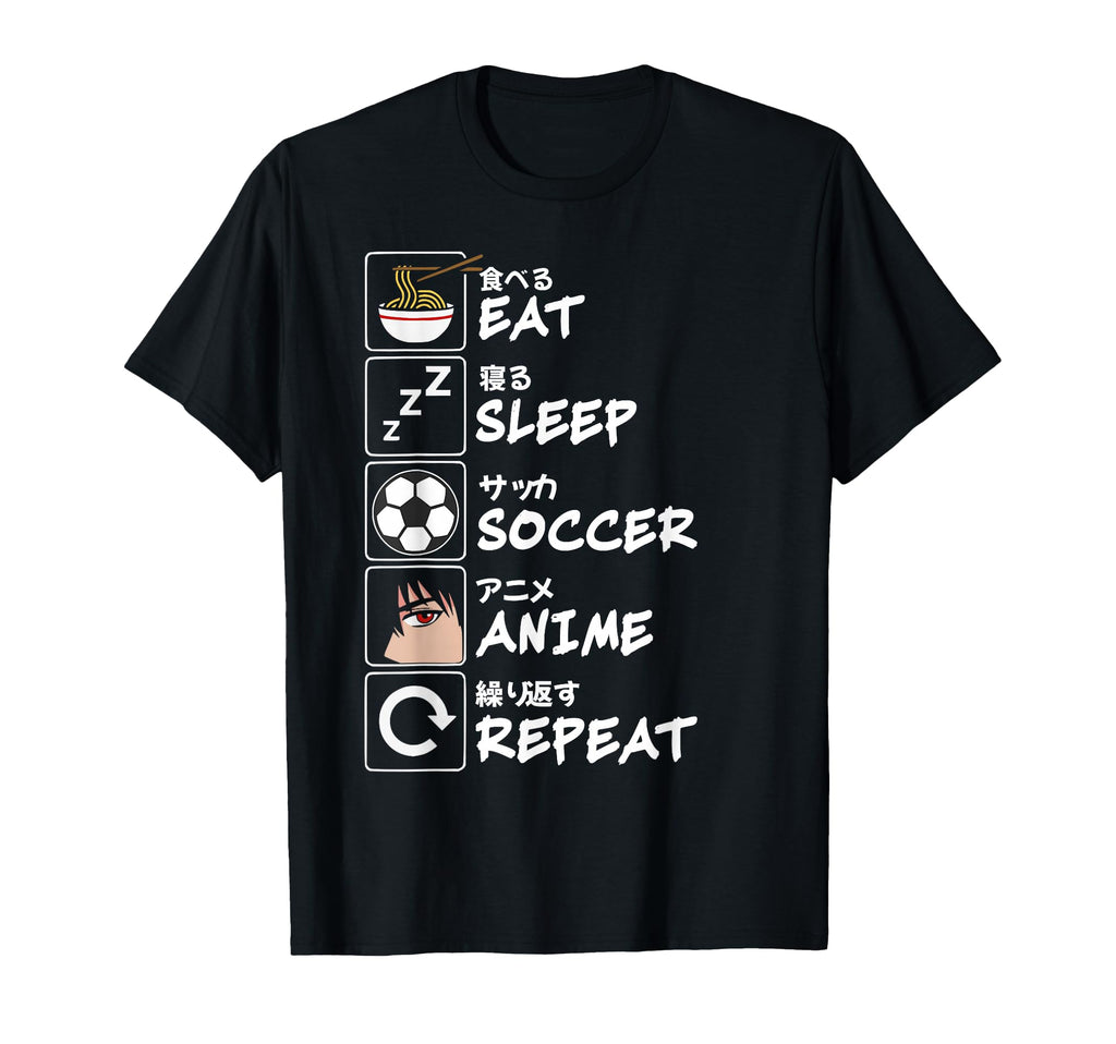 Eat Sleep Soccer Anime Repeat Japanese T-Shirt - Custom Art Print Unisex - T-Shirt, Sweatshirt, Hoodie