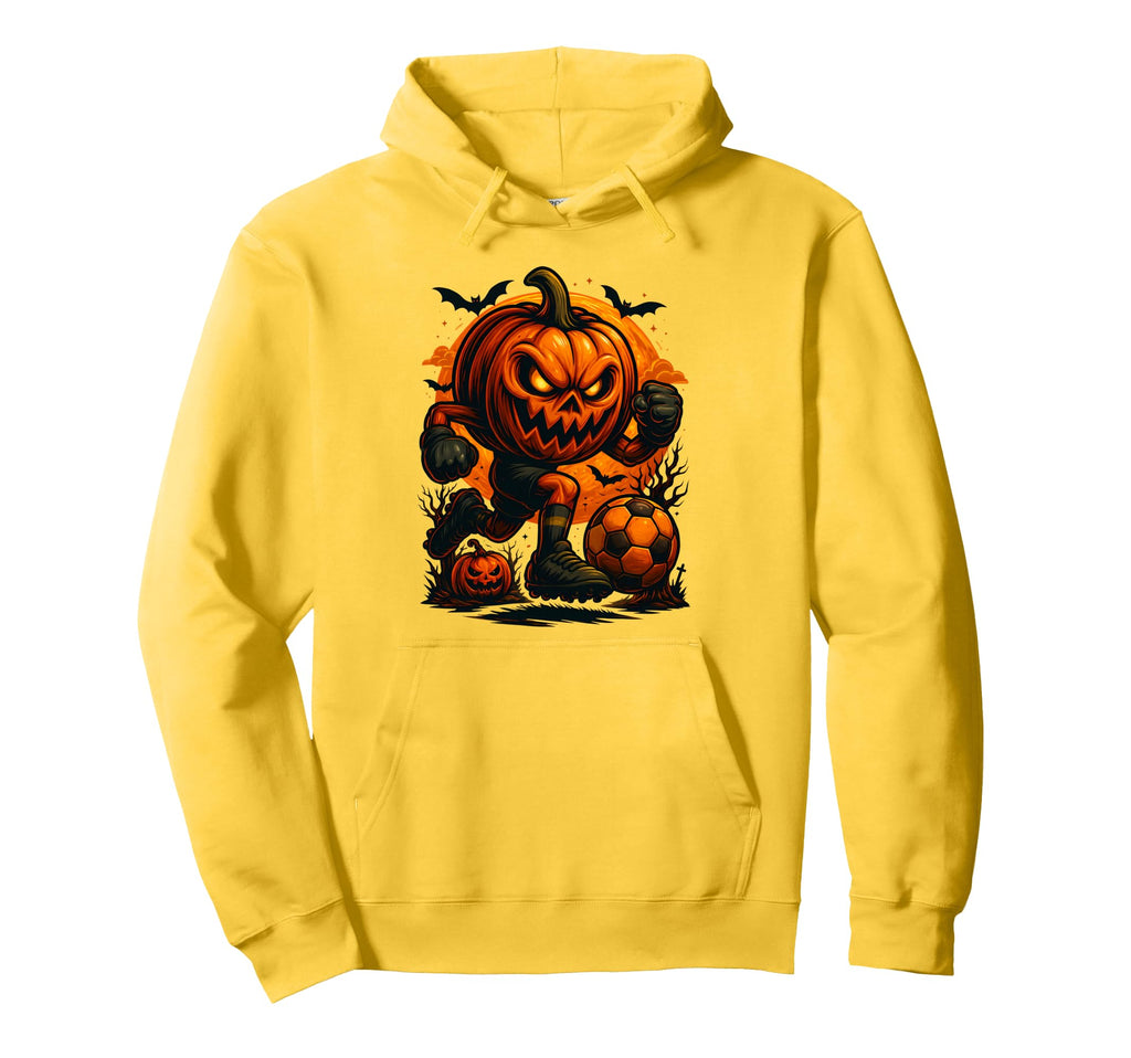 Halloween Pumpkin Showing Soccer Skills Hoodie - Aesthetic Graphic Unisex - T-Shirt, Sweatshirt, Hoodie
