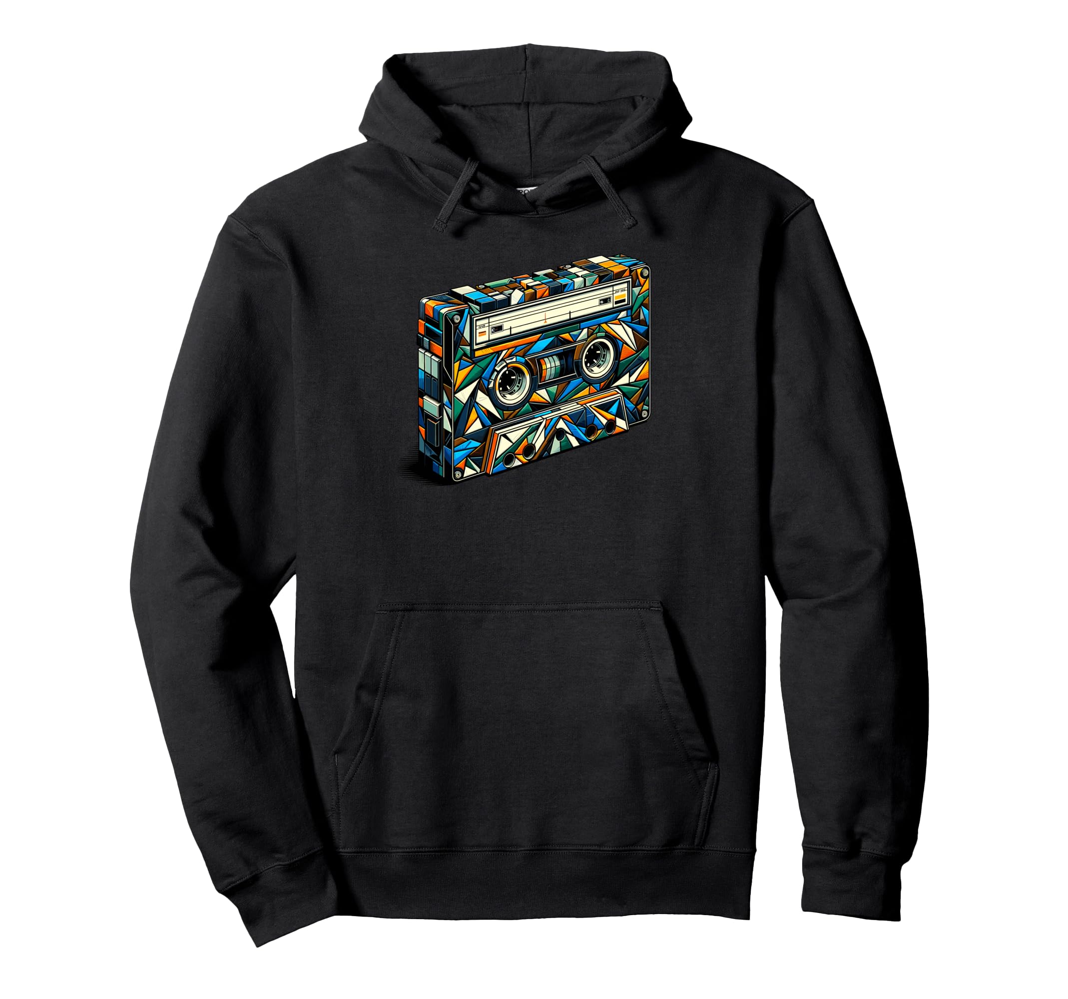 Polygon Art Cassette Player Music Hoodie - Fun Novelty Design for Adults - T-Shirt, Sweatshirt, Hoodie