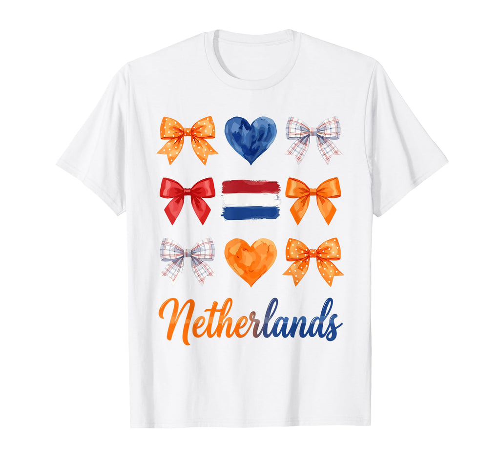 Coquette Bow Dutch Flag Netherlands T-Shirt - Novelty Apparel for Adults - T-Shirt, Sweatshirt, Hoodie