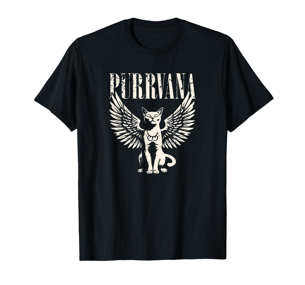 Purrvana Funny Cat Parody 90S Grunge Rock T-Shirt - Graphic Print Unisex - T-Shirt, Sweatshirt, Hoodie