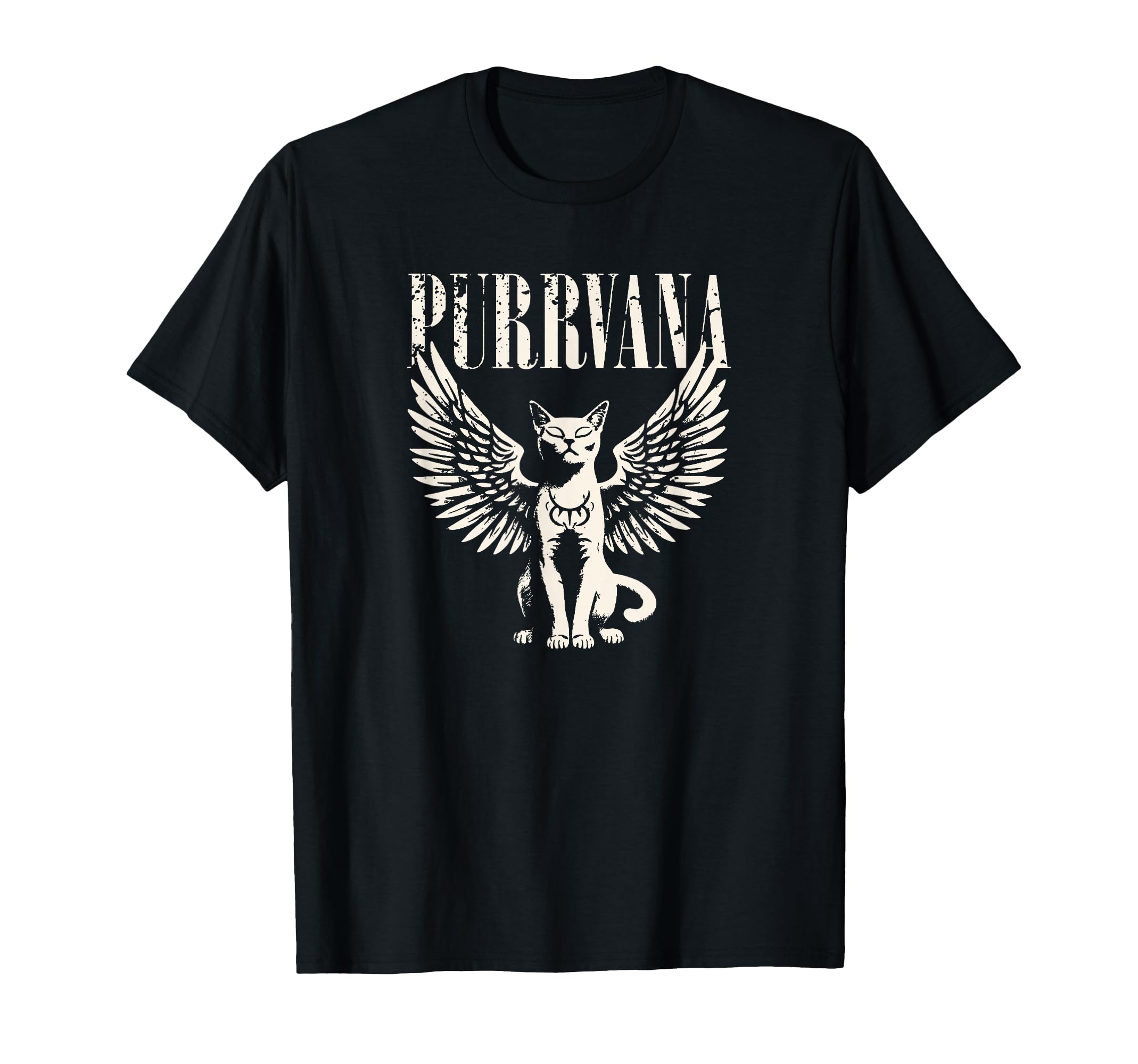 Purrvana Funny Cat Parody 90S Grunge Rock T-Shirt - Graphic Print Unisex - T-Shirt, Sweatshirt, Hoodie