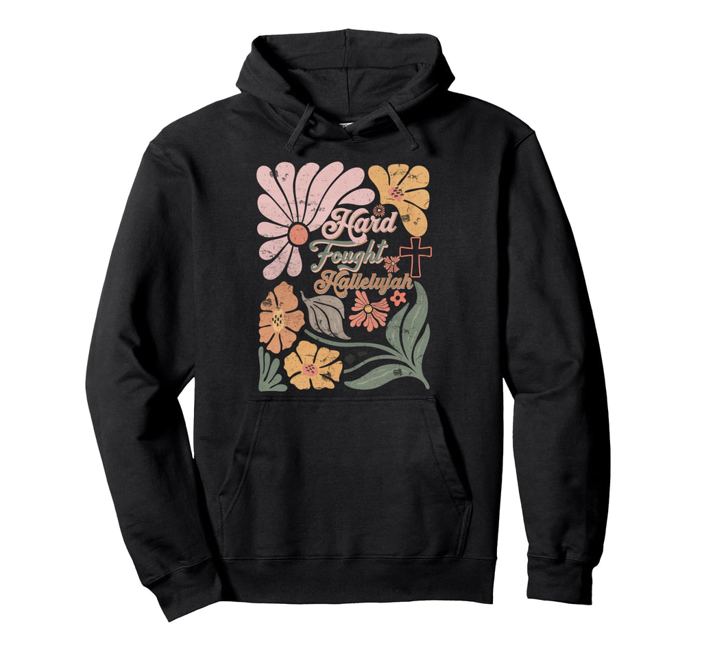 Boho Christian Hard Fought Hallelujah Hoodie - Trendy Graphic for Adults - T-Shirt, Sweatshirt, Hoodie