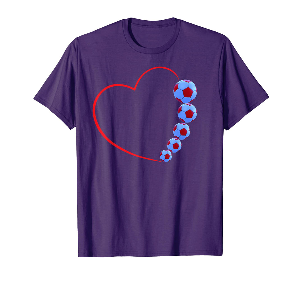 Soccer Love Heart And Football T-Shirt - Casual Everyday Wear for Adults - T-Shirt, Sweatshirt, Hoodie