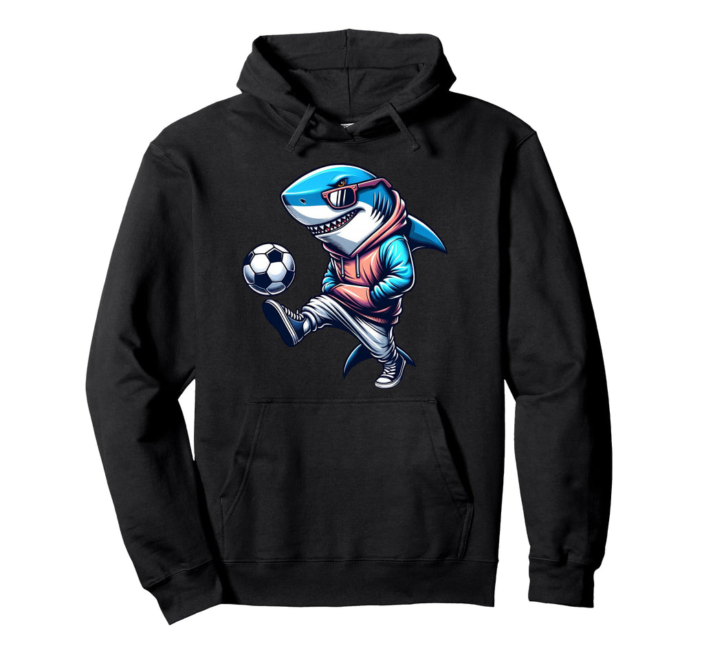 Shark Soccer Player Street Football Hoodie - Custom Art Print for Adults - T-Shirt, Sweatshirt, Hoodie