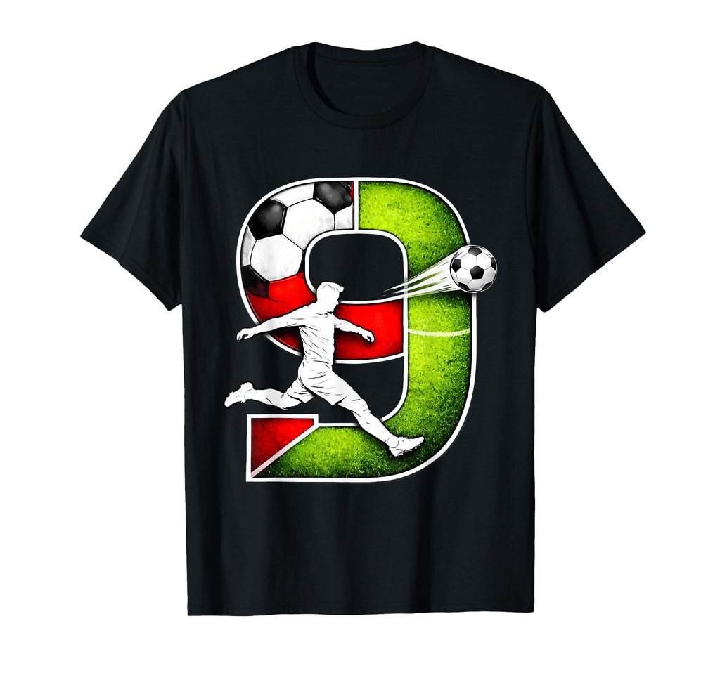 9Th Birthday Soccer Ball Player 9 T-Shirt - Custom Art Print for Adults - T-Shirt, Sweatshirt, Hoodie