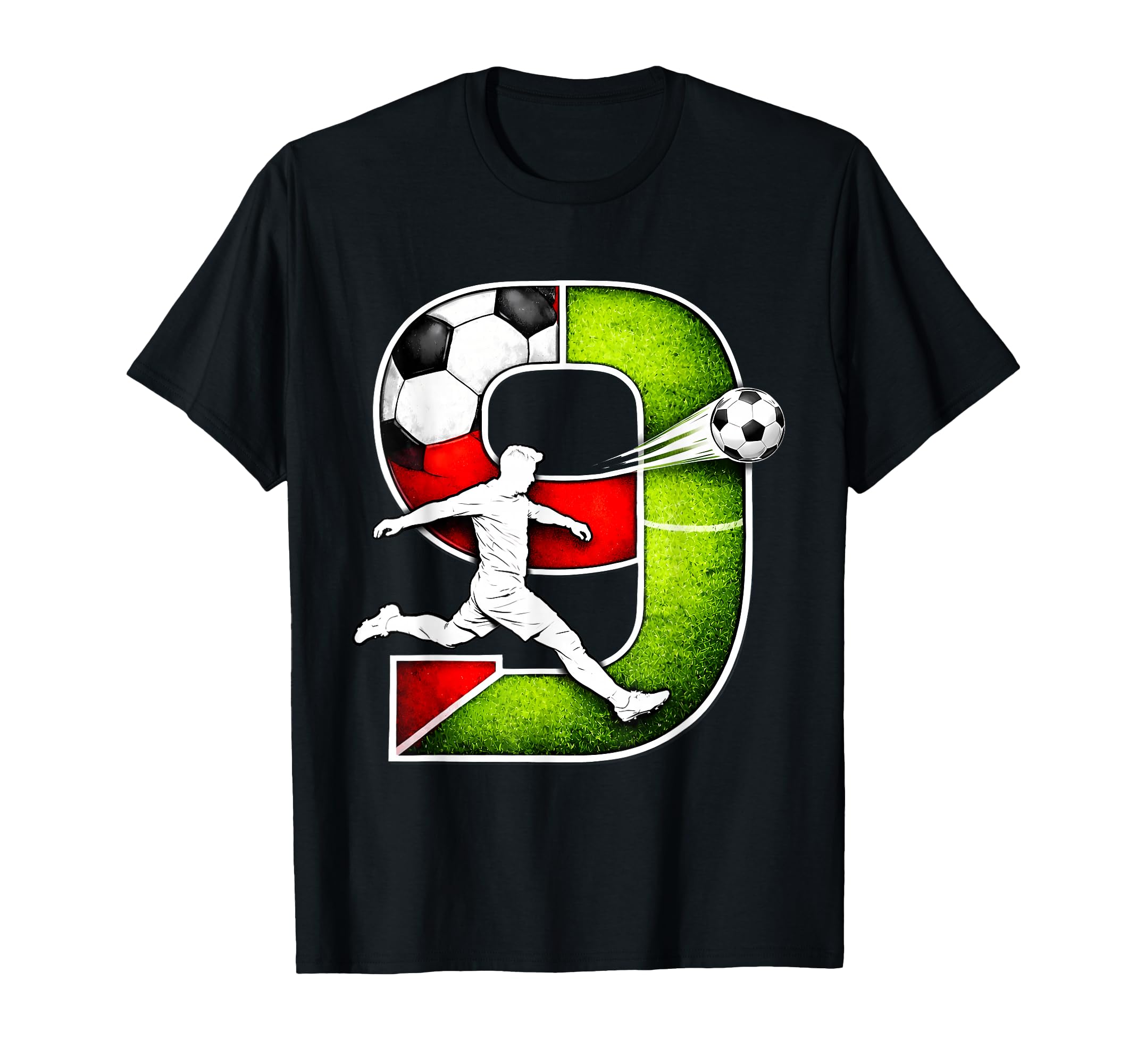 9Th Birthday Soccer Ball Player 9 T-Shirt - Custom Art Print for Adults - T-Shirt, Sweatshirt, Hoodie