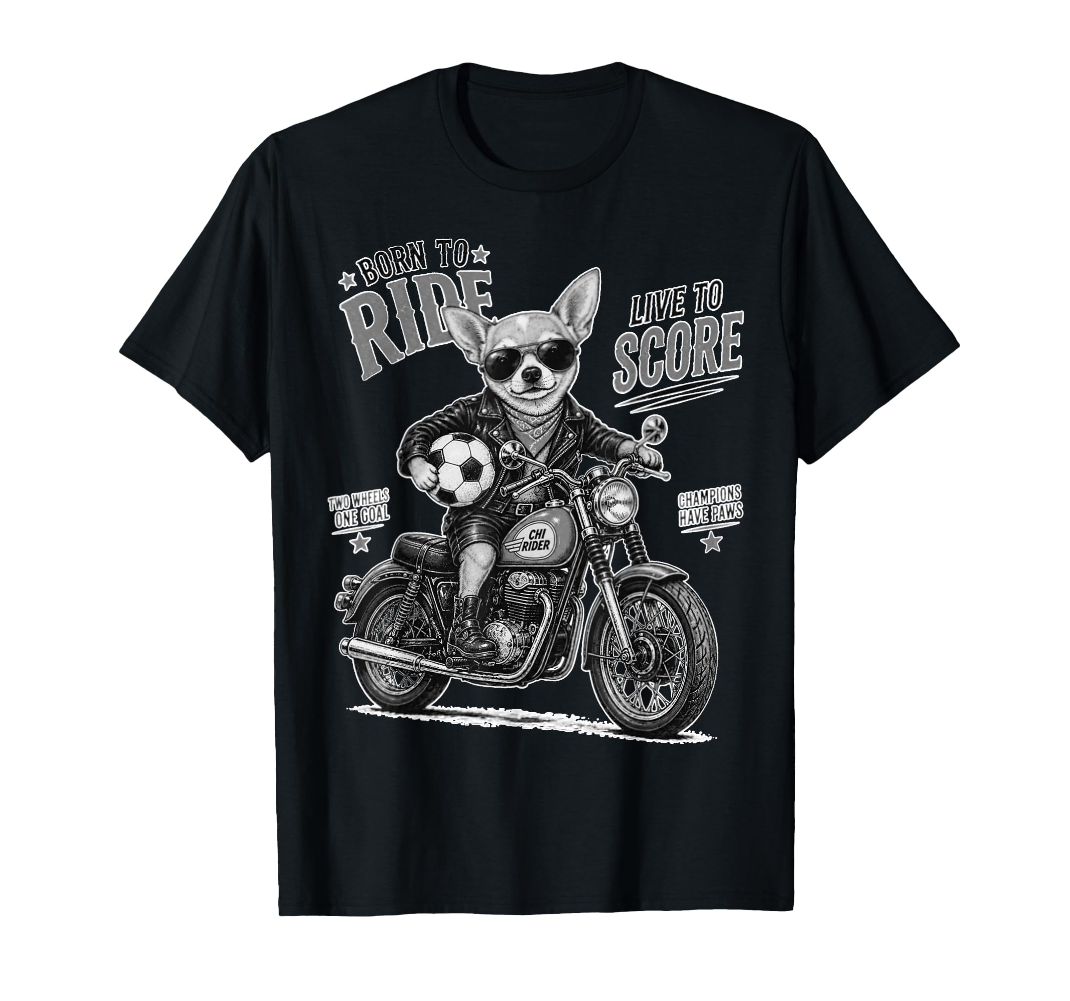 Chihuahua Motorbike Love Footbal Soccer T-Shirt - Unique Graphic Men Women - T-Shirt, Sweatshirt, Hoodie