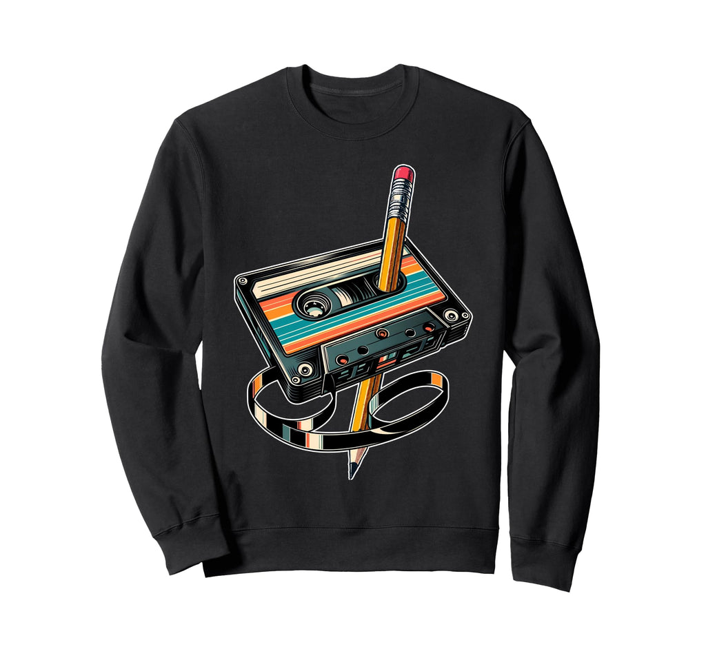 Pencil Rewind Cassette Tape Sweatshirt - Graphic Print for Adults - T-Shirt, Sweatshirt, Hoodie
