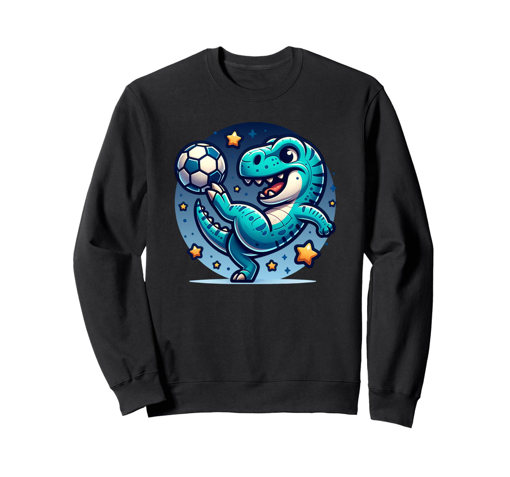 T Rex Dinosaur Soccer Player Kicking Sweatshirt - Graphic Print for Adults - T-Shirt, Sweatshirt, Hoodie