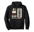 Never Forget Cassette Floppy Disk Tape Hoodie - Novelty Apparel Unisex - T-Shirt, Sweatshirt, Hoodie