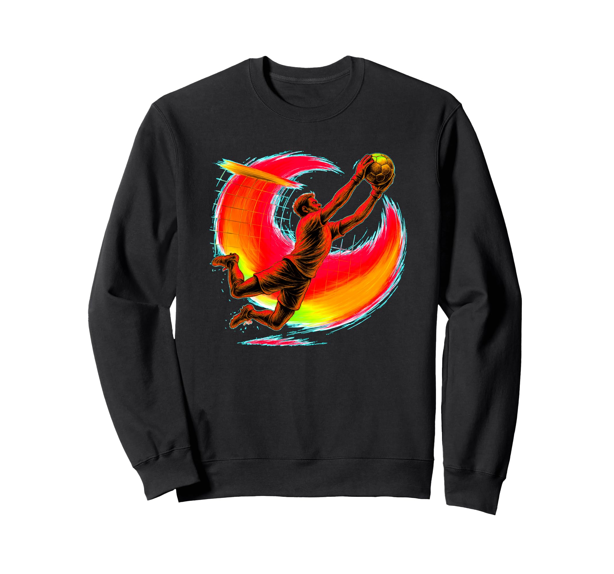 Goalie Action Flying Save And Net Detail Sweatshirt - Unique Graphic Unisex - T-Shirt, Sweatshirt, Hoodie