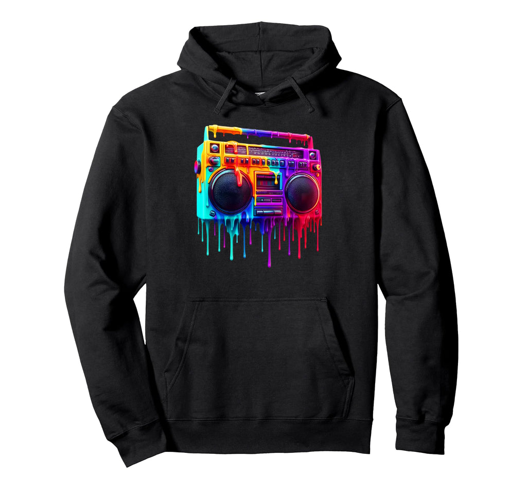 Dripping Paint Boombox Old School Hoodie - Aesthetic Graphic for Adults - T-Shirt, Sweatshirt, Hoodie