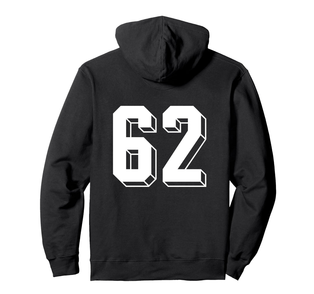 Number 62 Backside 80S 90S Team Jersey Hoodie - Graphic Print Unisex - T-Shirt, Sweatshirt, Hoodie