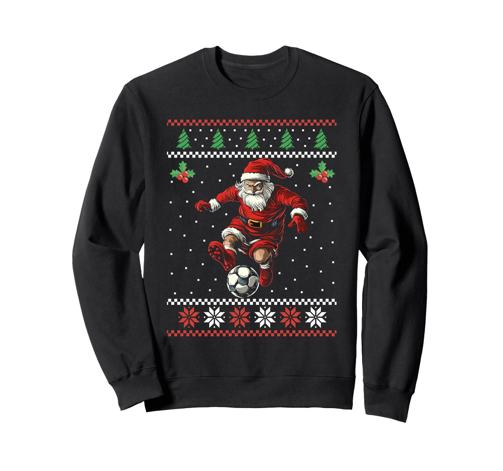 Santa Plays Soccer Ugly Sweatshirt - Graphic Print for Adults - T-Shirt, Sweatshirt, Hoodie