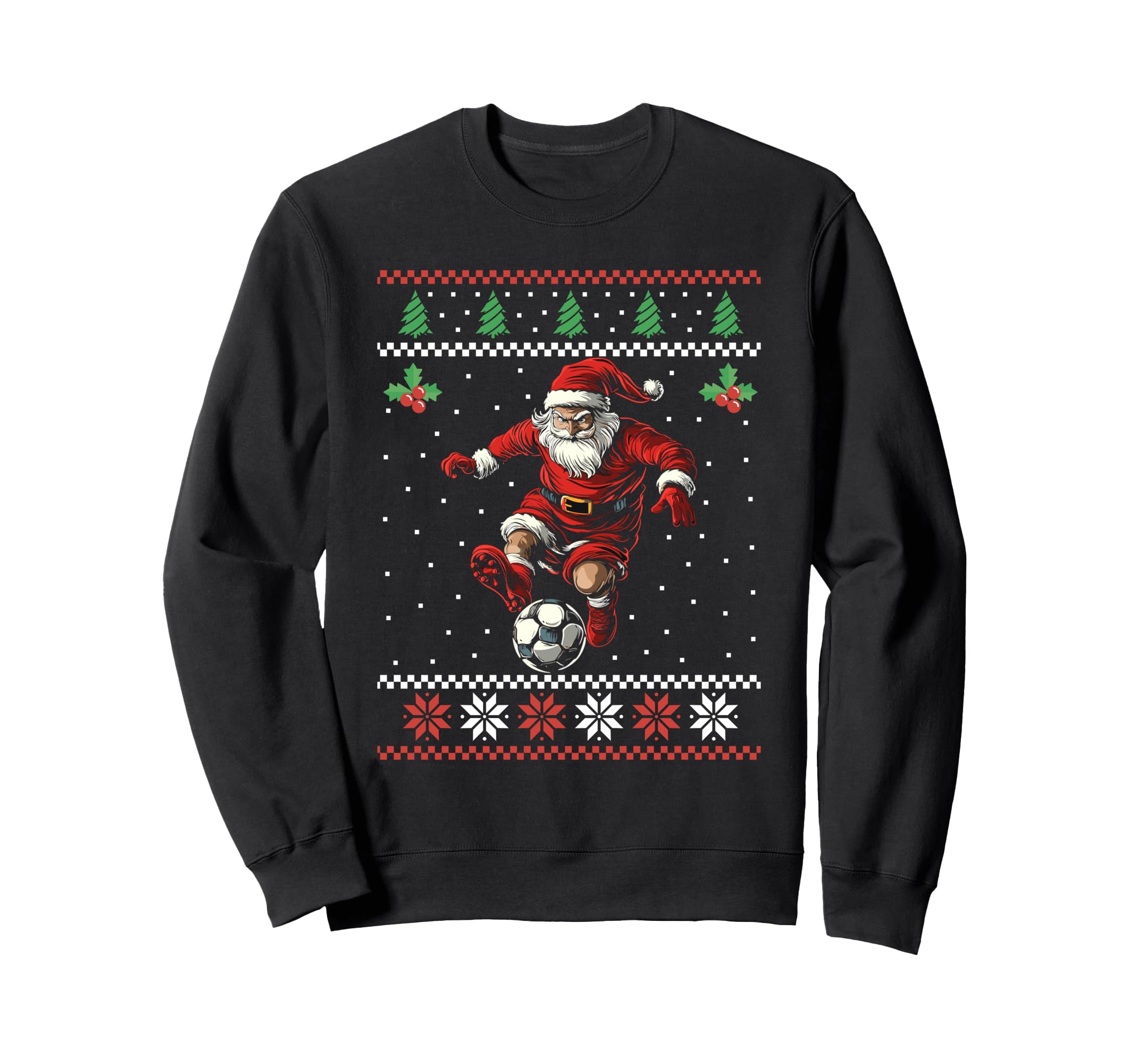 Santa Plays Soccer Ugly Sweatshirt - Graphic Print for Adults - T-Shirt, Sweatshirt, Hoodie