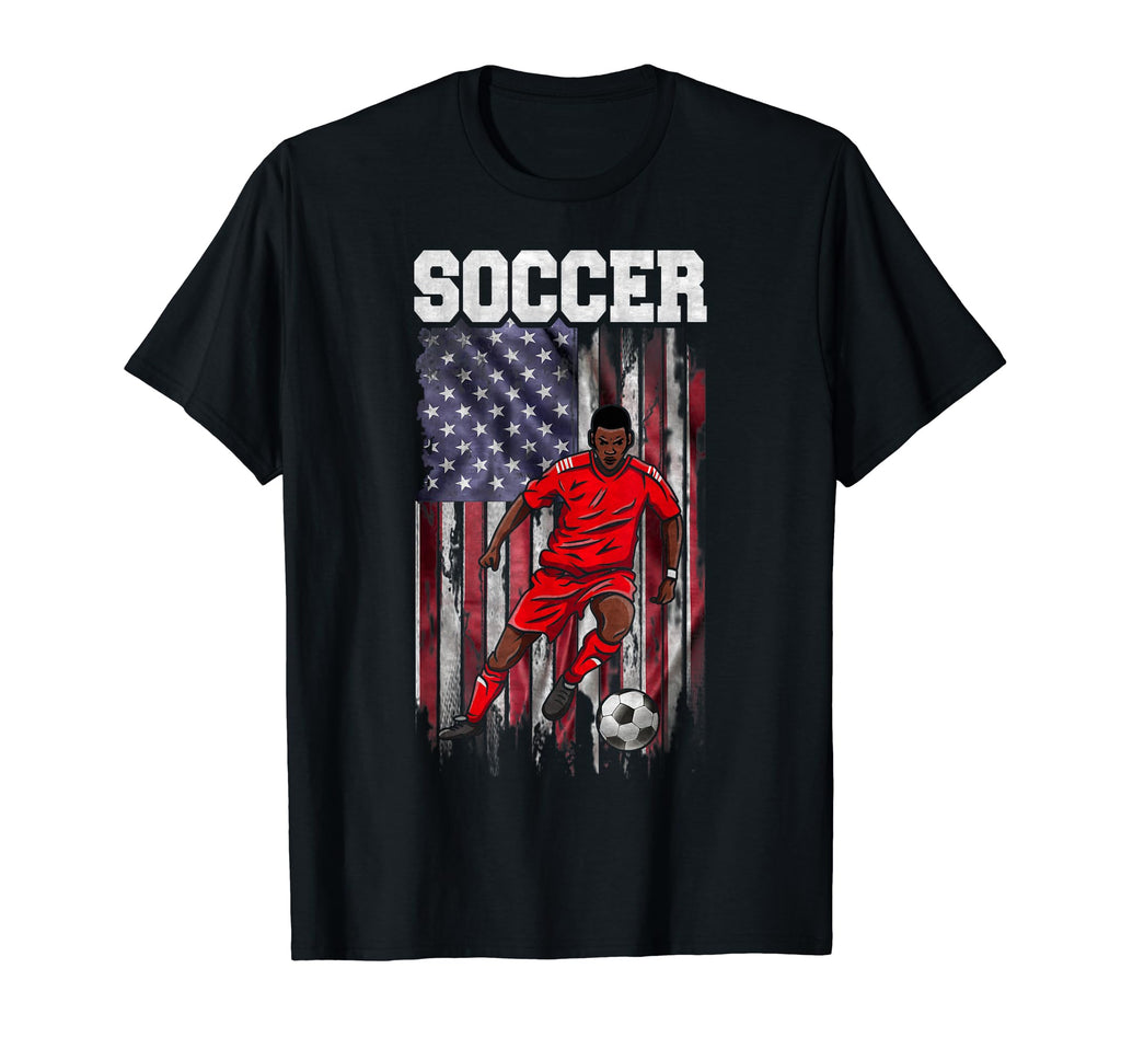 Usa Flag Soccer Player Soccer Lover T-Shirt - Unique Graphic Unisex - T-Shirt, Sweatshirt, Hoodie