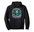 80S Vaporwave Jesus Saves Soccer Goalie Hoodie - Graphic Print for Adults - T-Shirt, Sweatshirt, Hoodie