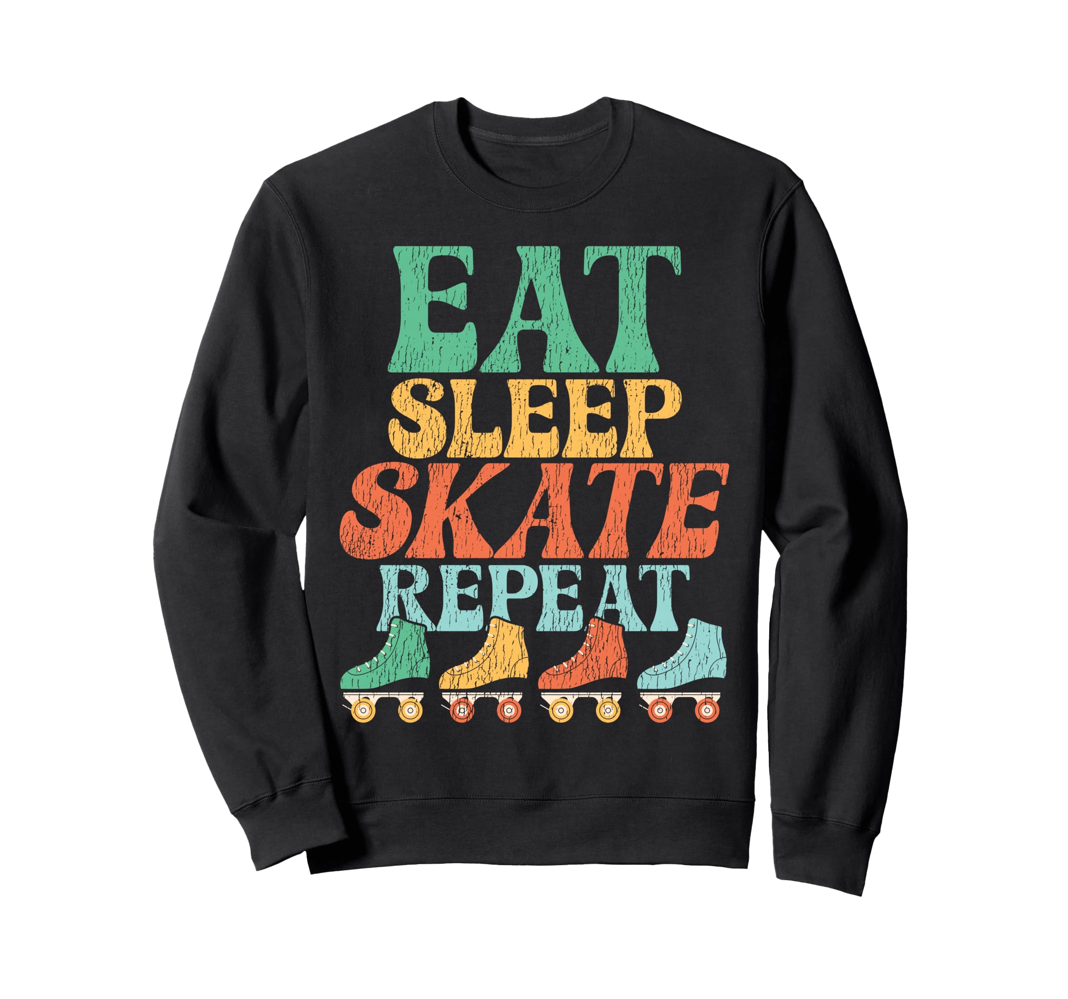 Roller Skating Skate 1970S Eat Sleep Sweatshirt - Minimalist Print Unisex - T-Shirt, Sweatshirt, Hoodie