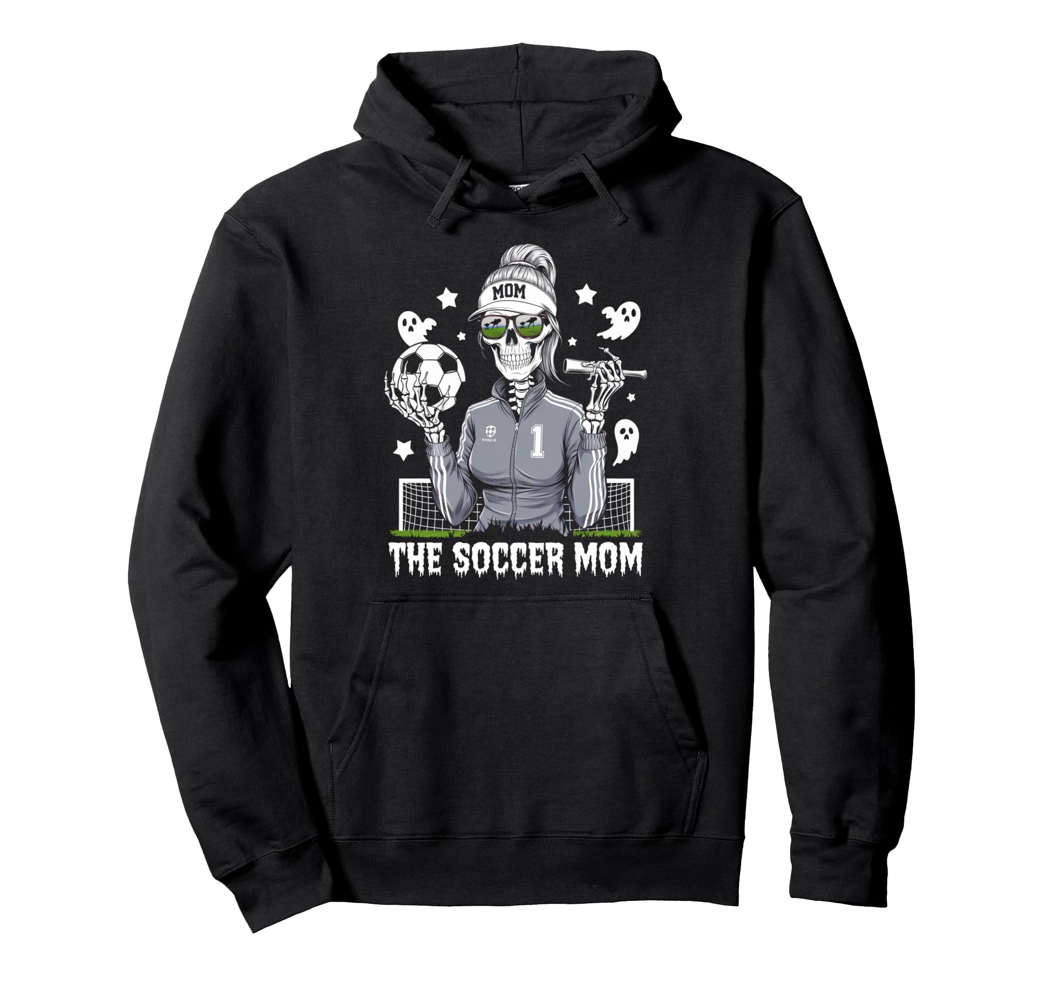 Soccer Mom Skeletton Halloween Soccer Hoodie - Novelty Apparel for Adults - T-Shirt, Sweatshirt, Hoodie