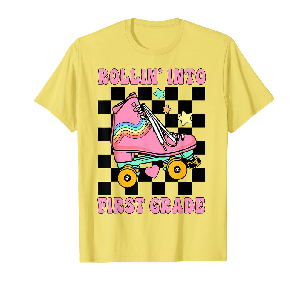 Rolling Into First Grade Roller Skates Back T-Shirt - Graphic Print Unisex - T-Shirt, Sweatshirt, Hoodie
