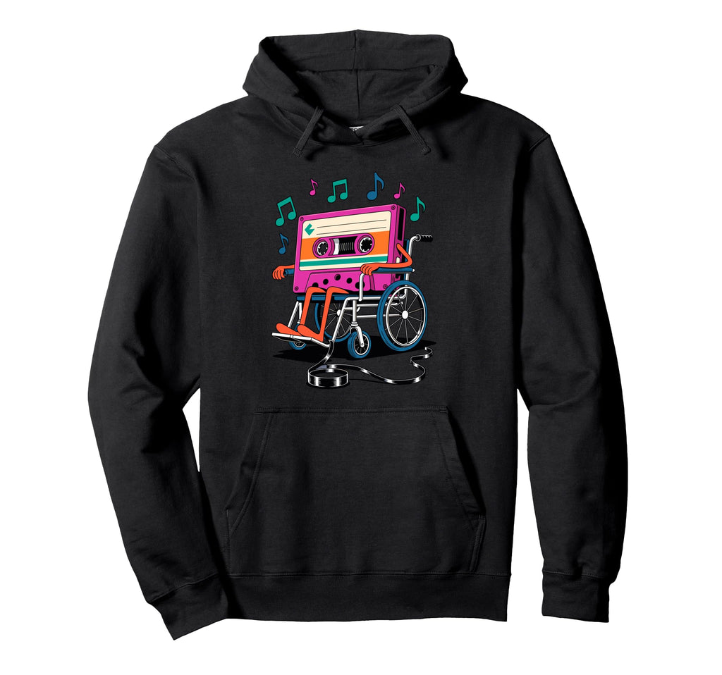 Wheelchair Cassette Player Music Tape Hoodie - Streetwear Style Men Women - T-Shirt, Sweatshirt, Hoodie