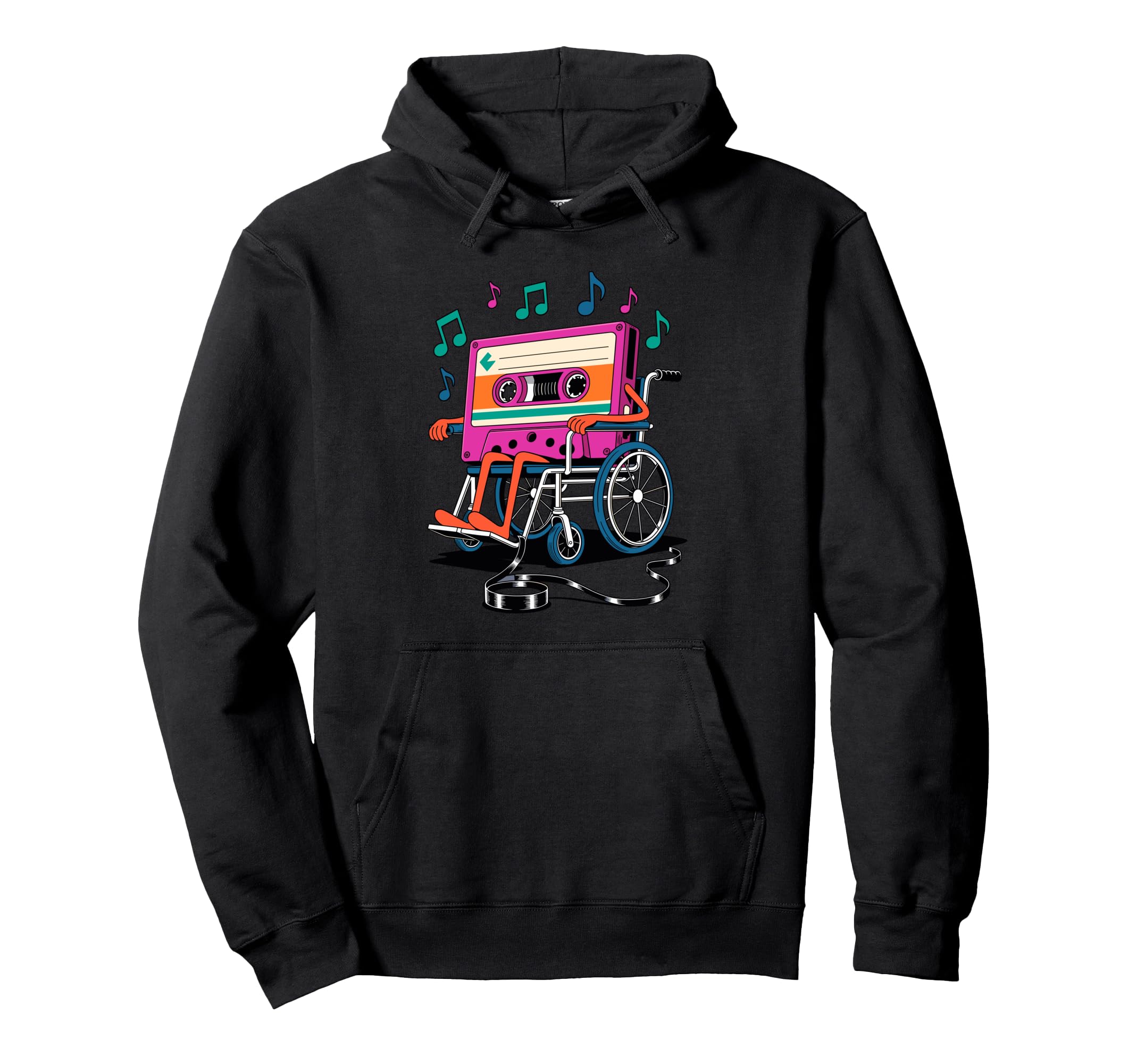 Wheelchair Cassette Player Music Tape Hoodie - Streetwear Style Men Women - T-Shirt, Sweatshirt, Hoodie